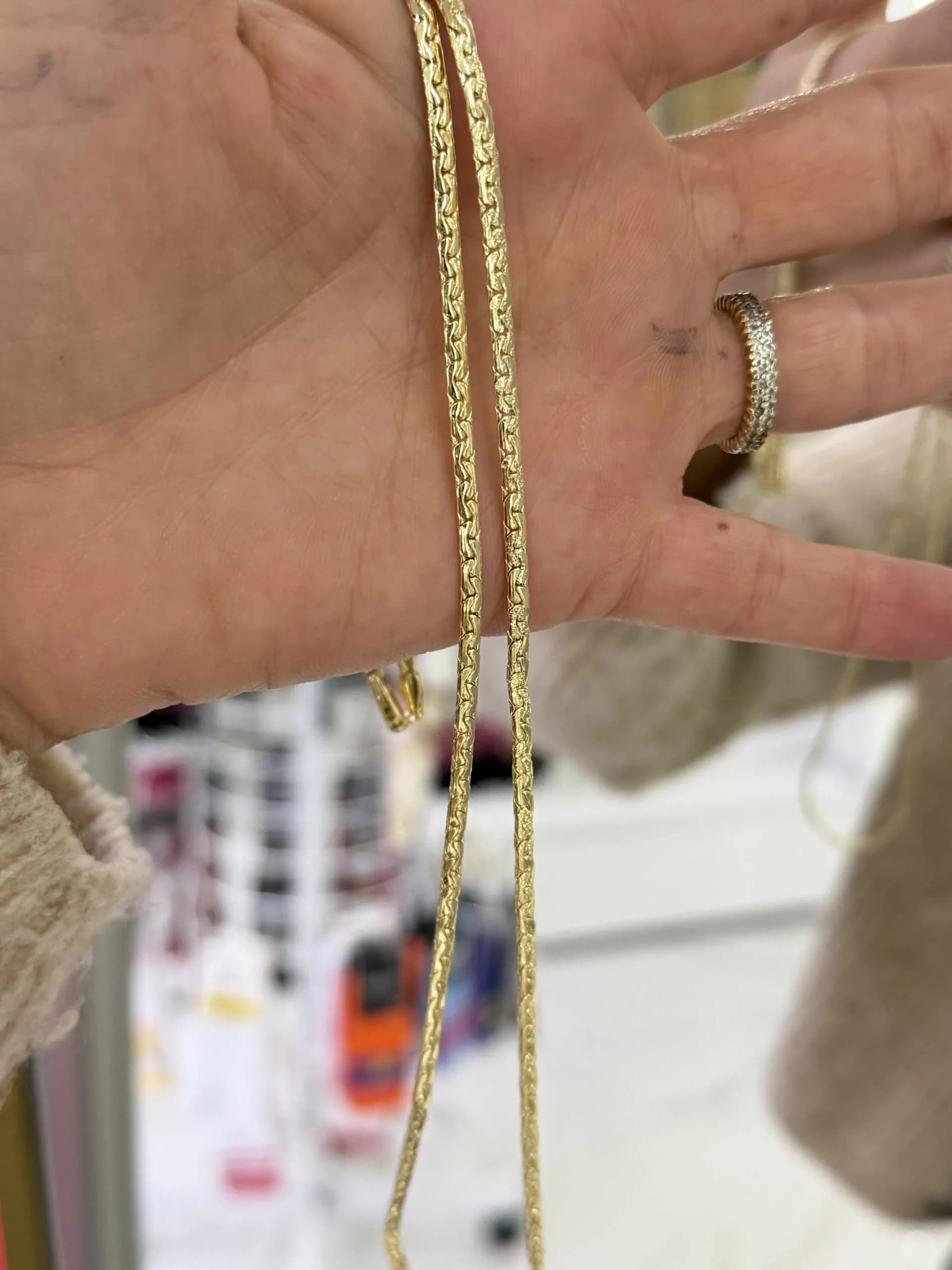 14K CM Altın Kaplama Desenli Kobra Kolye 60 cm