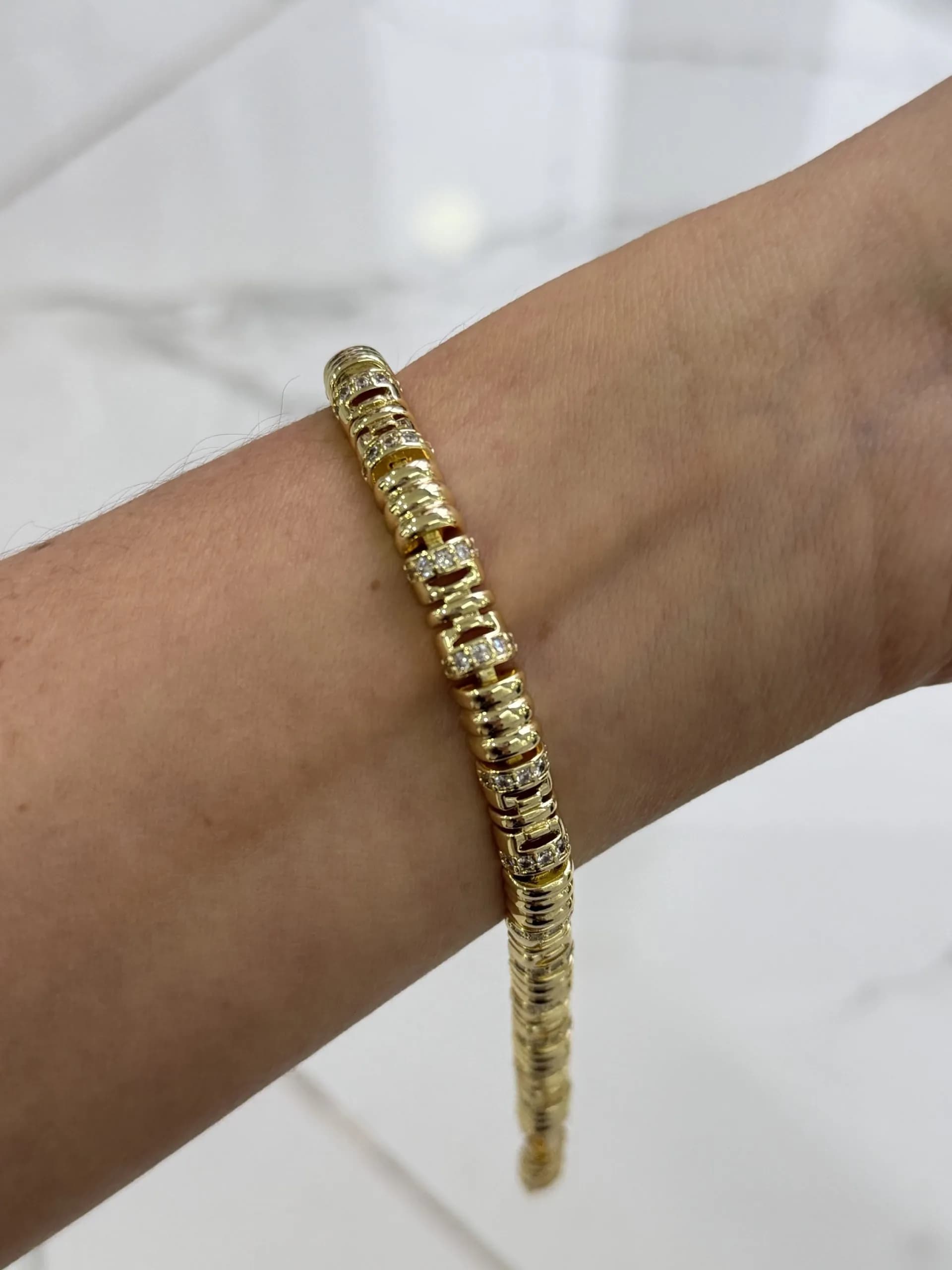 14K CM Altın Kaplama Kalın Bileklik