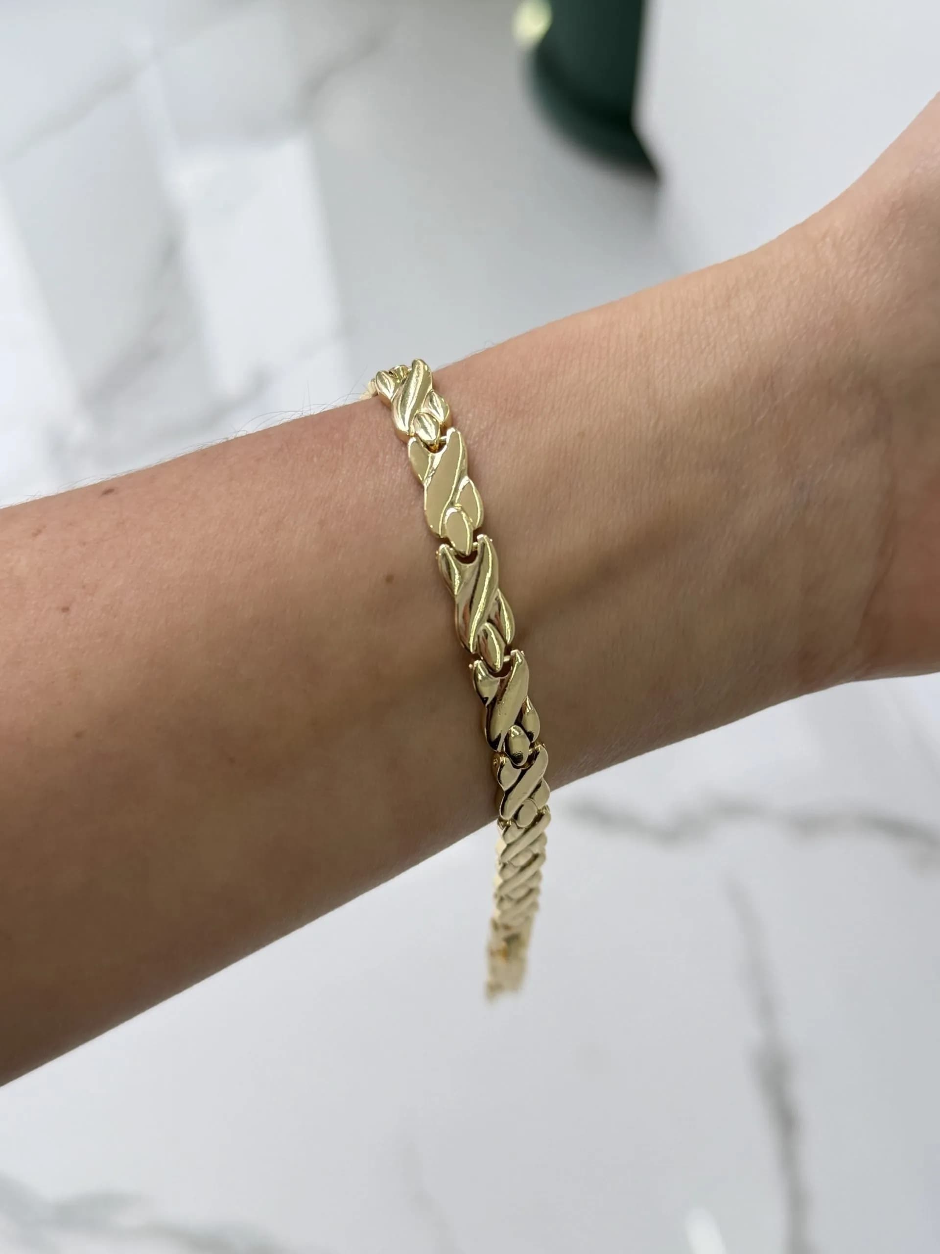 14K CM Altın Kaplama Örgü Bileklik