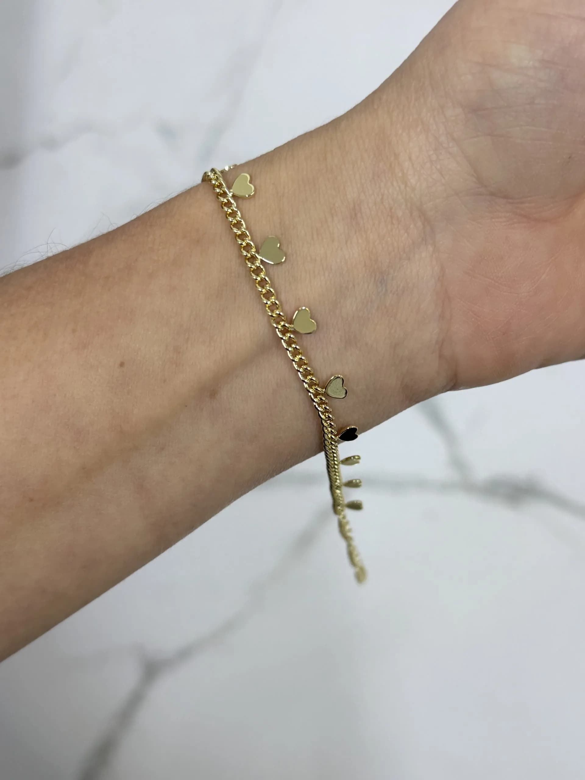 14K CM Altın Kaplama Pul Kalp Bileklik