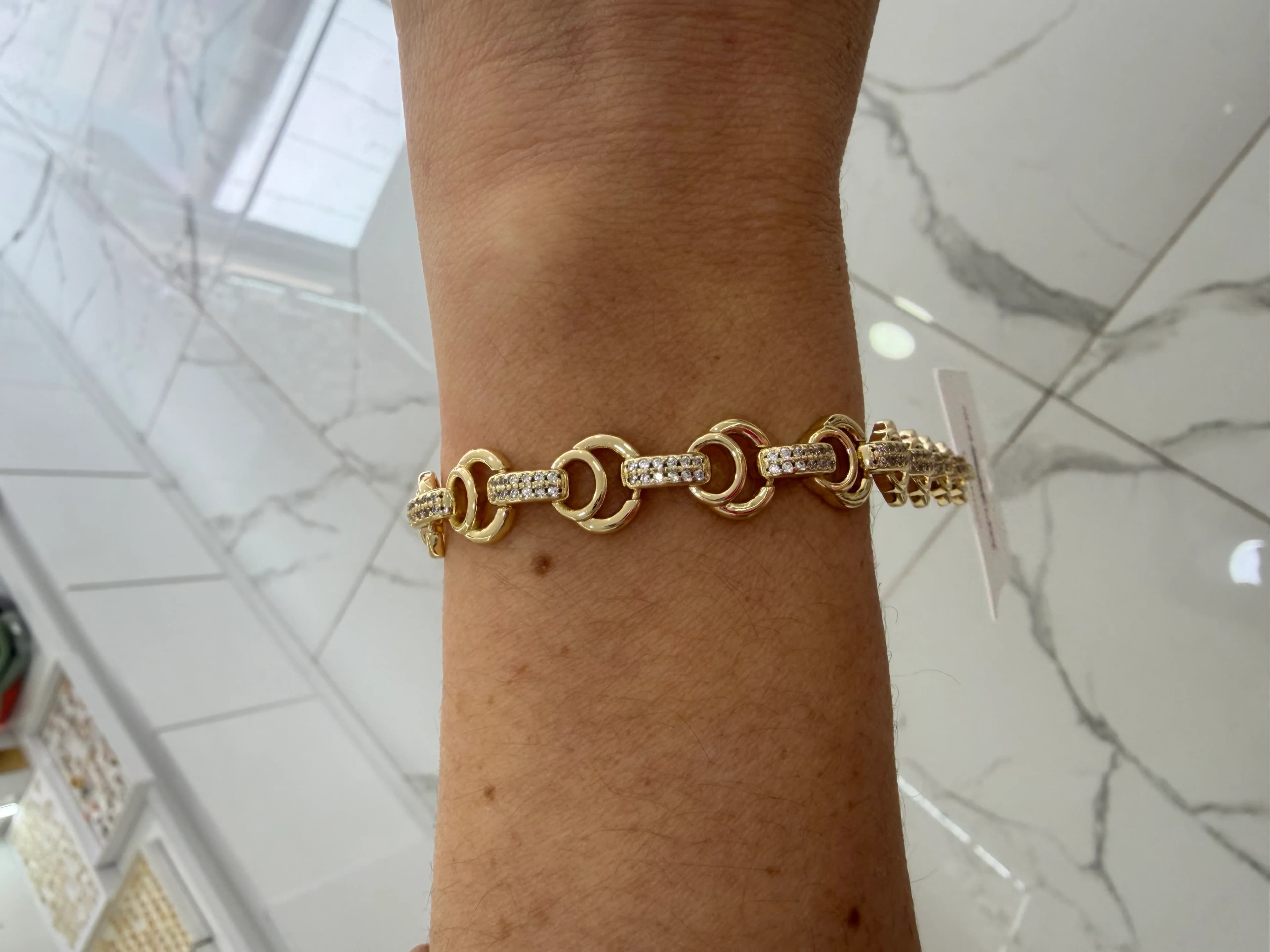 14K CM Halka Taşlı Bileklik