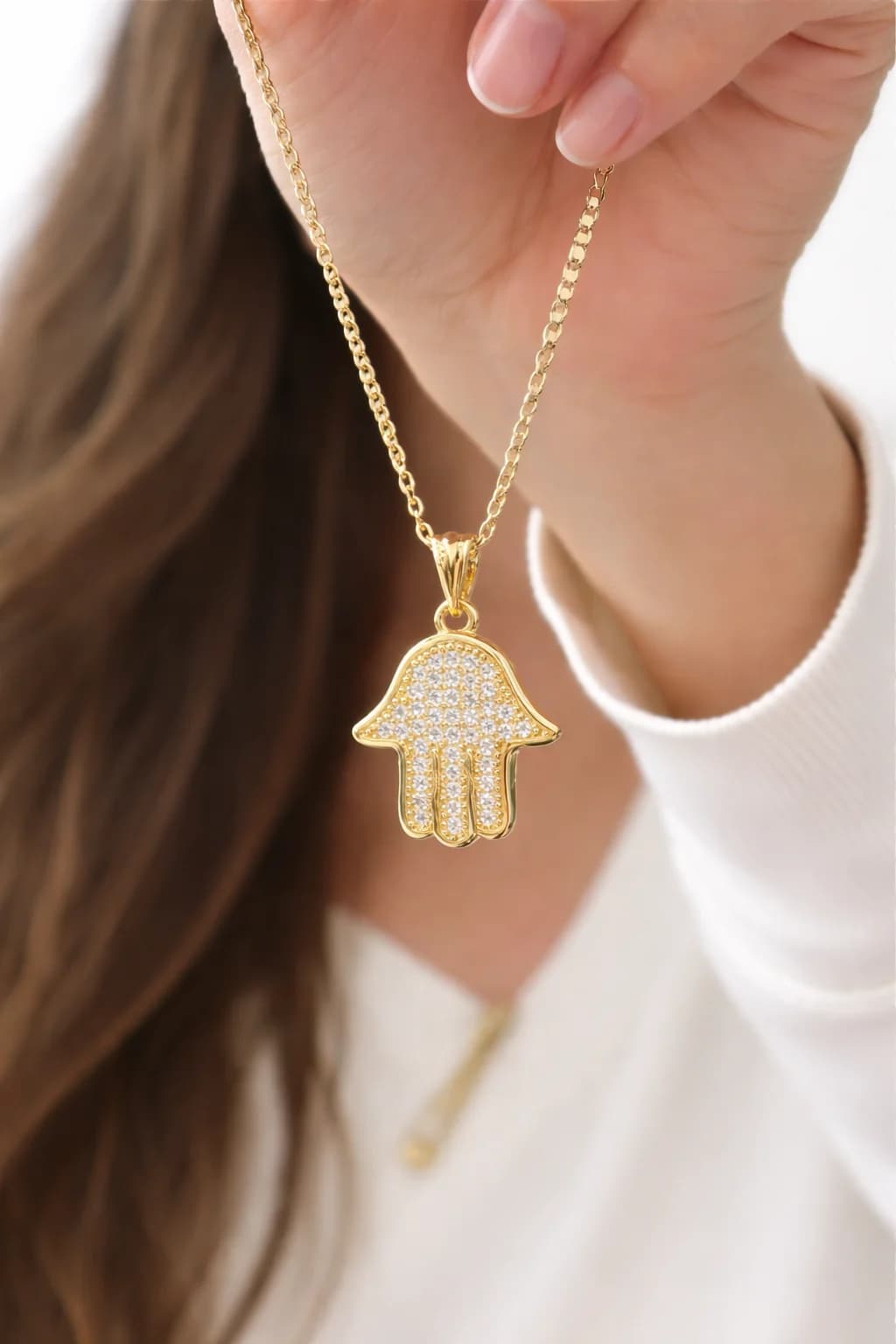 Çelik Taşlı Fatma Ana Eli Kolye