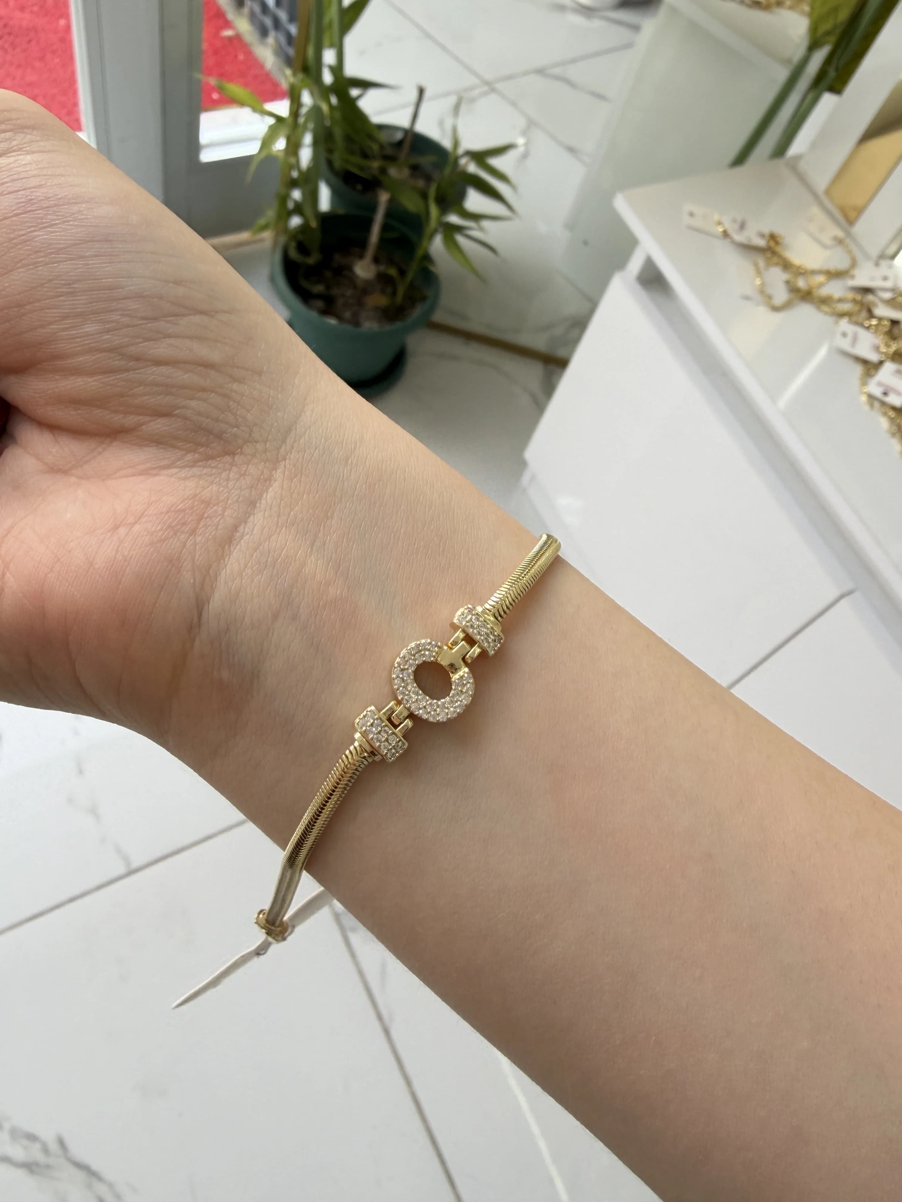 14K CM Altın Kaplama C Harf Bileklik