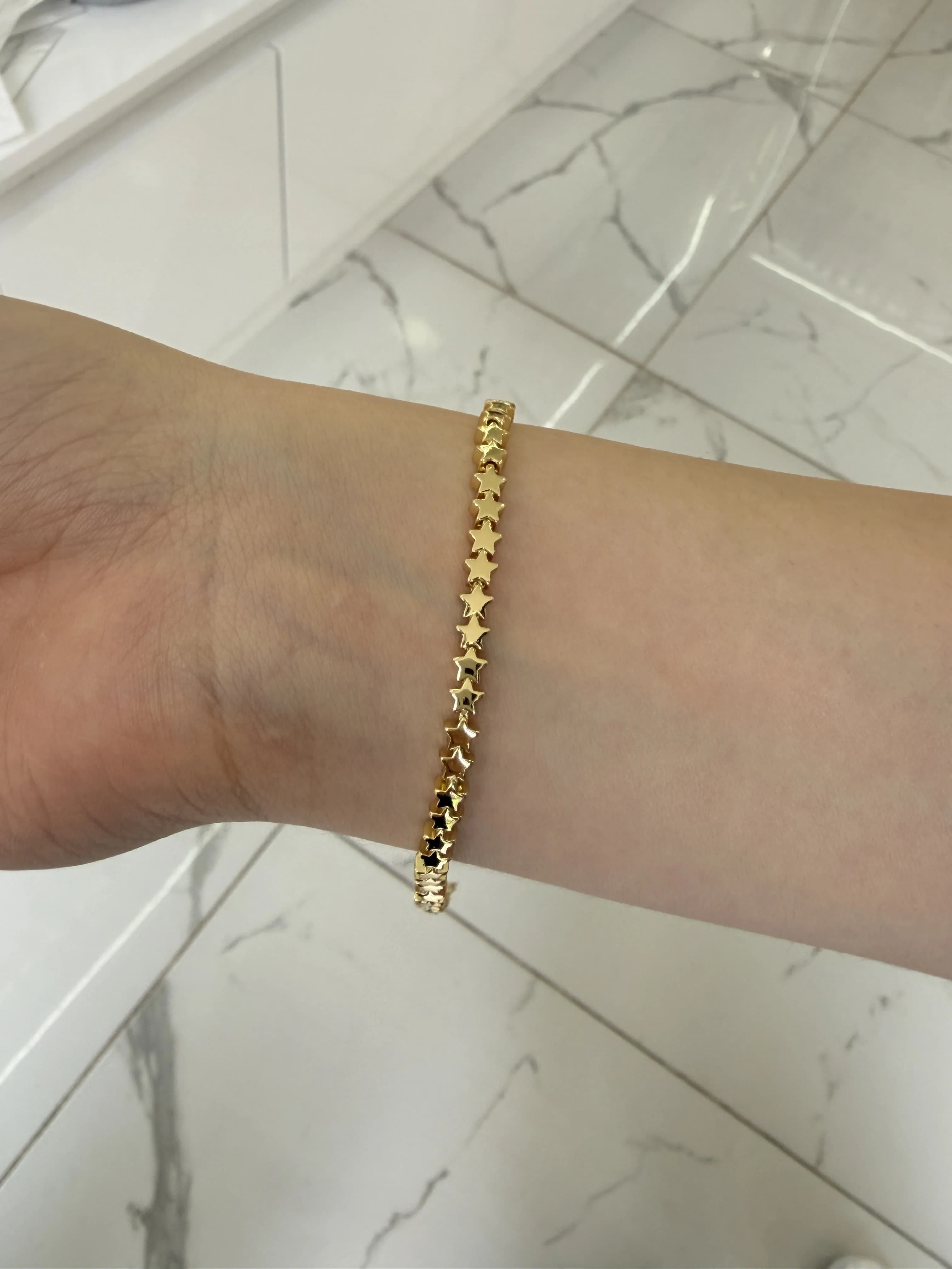 14K CM Altın Kaplama Mini Yıldız Bileklik