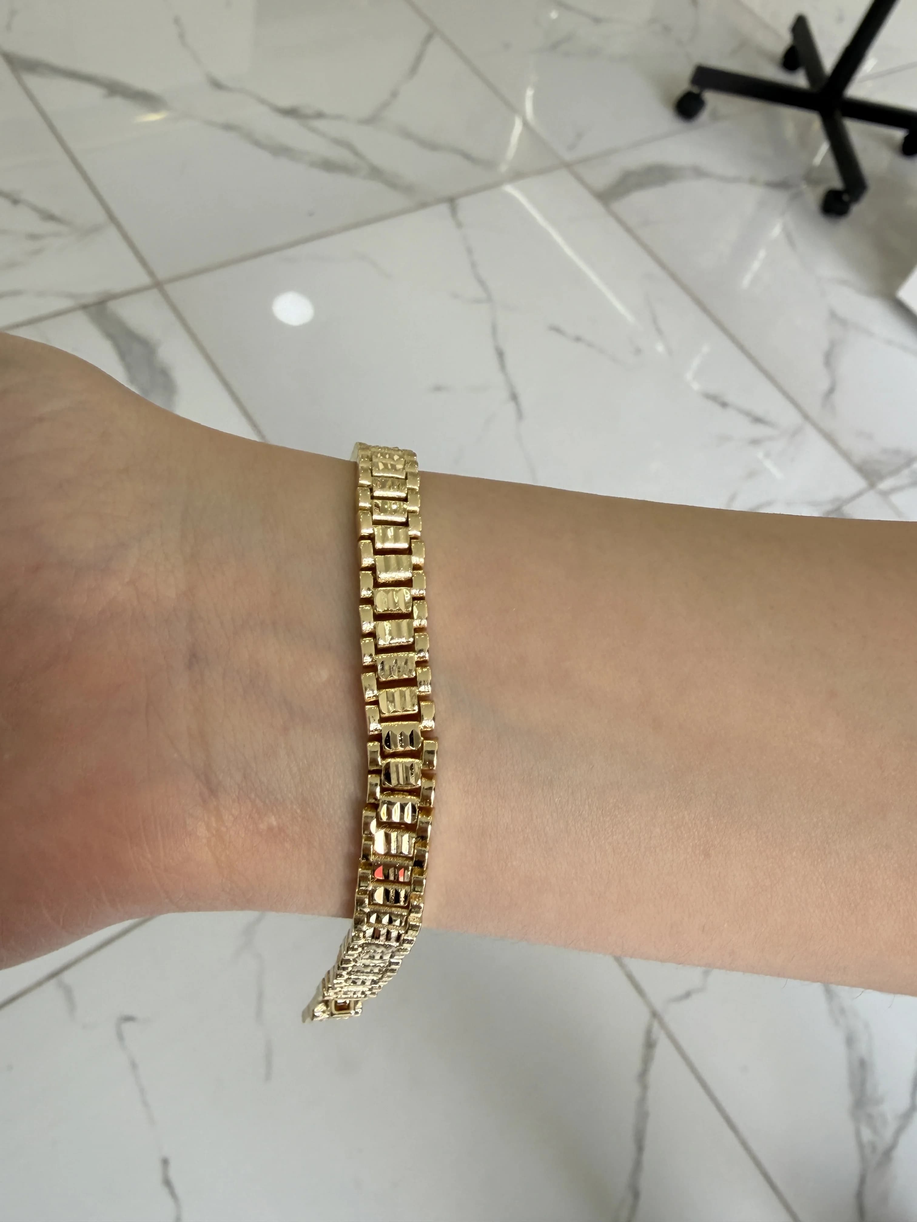 14K CM Altın Kaplama Çizgili Bileklik