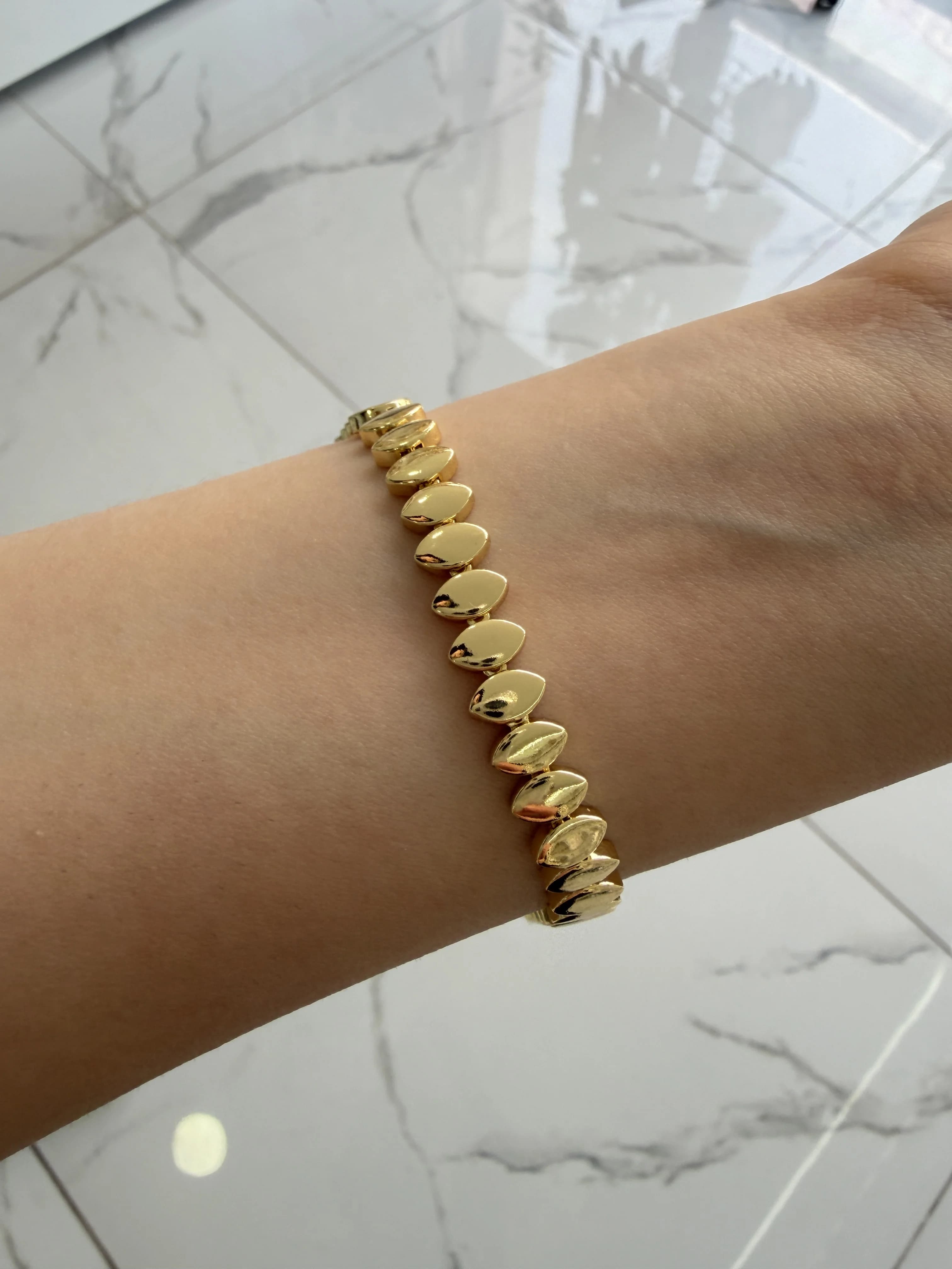 14K CM Altın Kaplama Plaka Bileklik