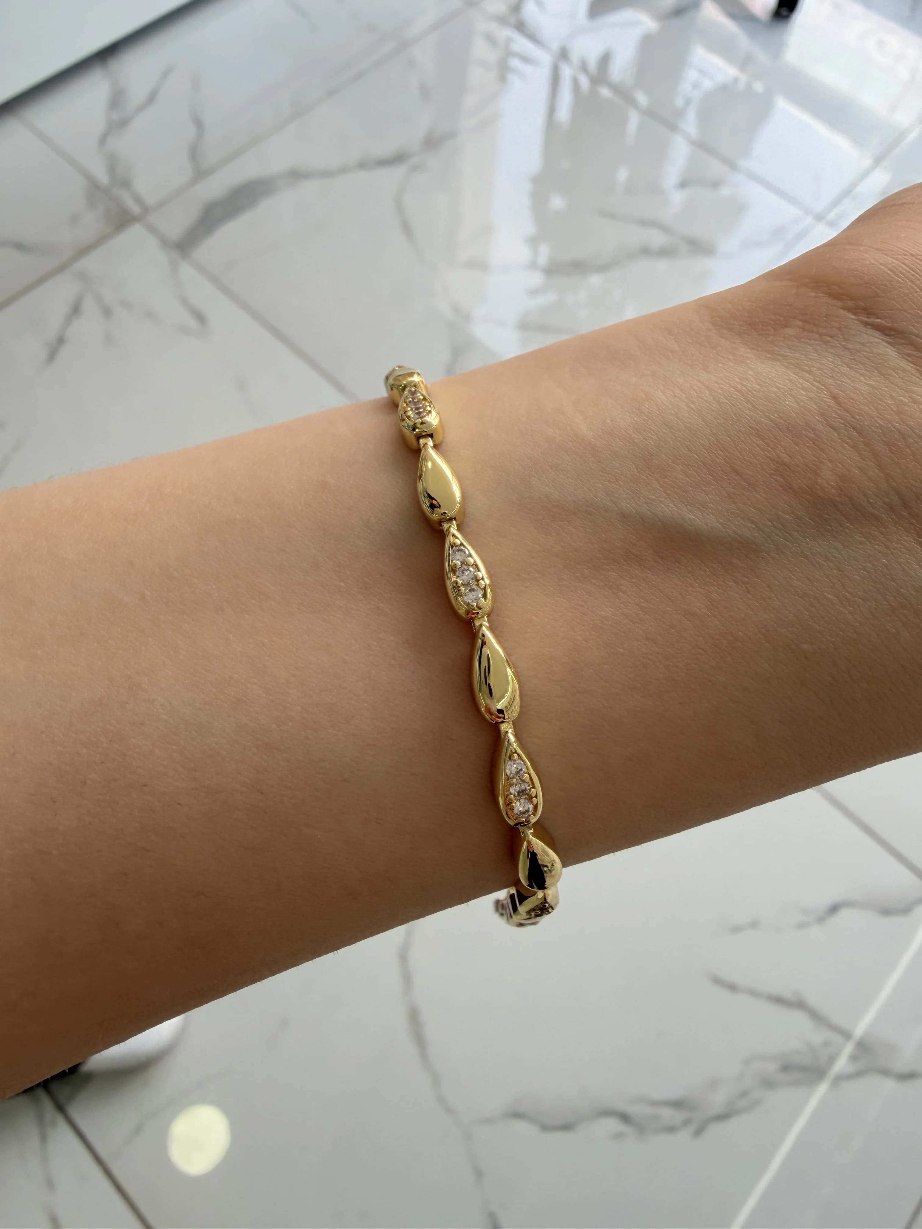 14K CM Altın Kaplama Damla Taş Bileklik