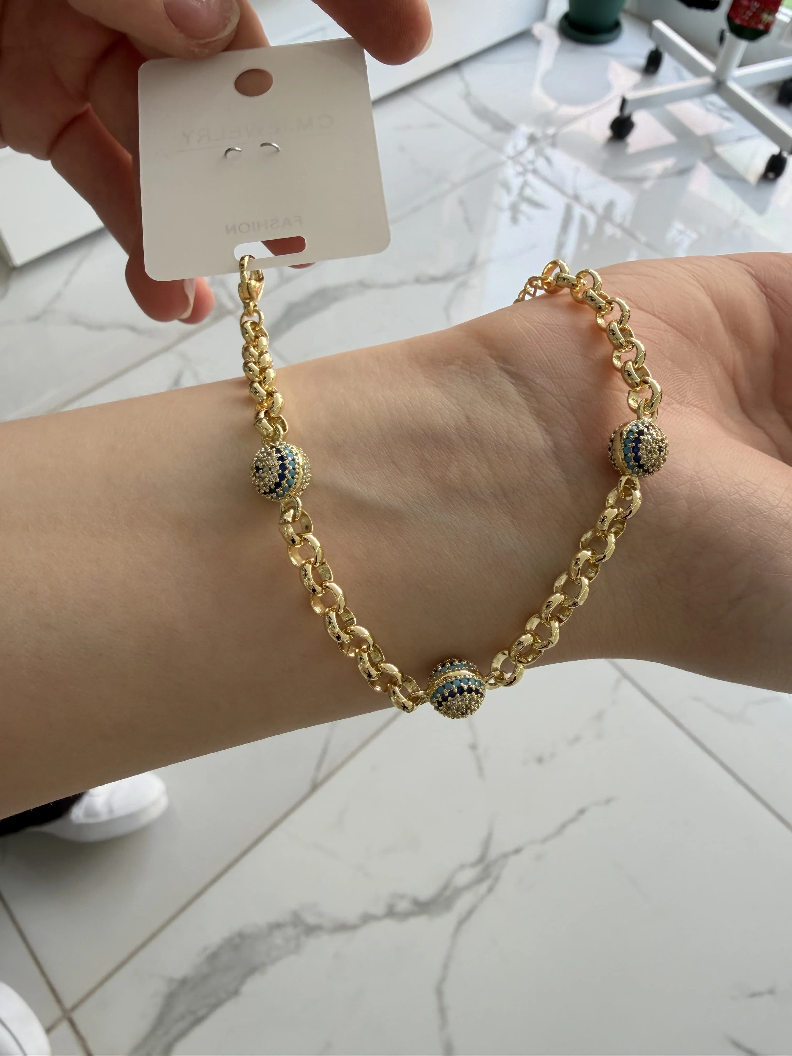 14K CM Altın Kaplama Düşman Ağlatan Bileklik