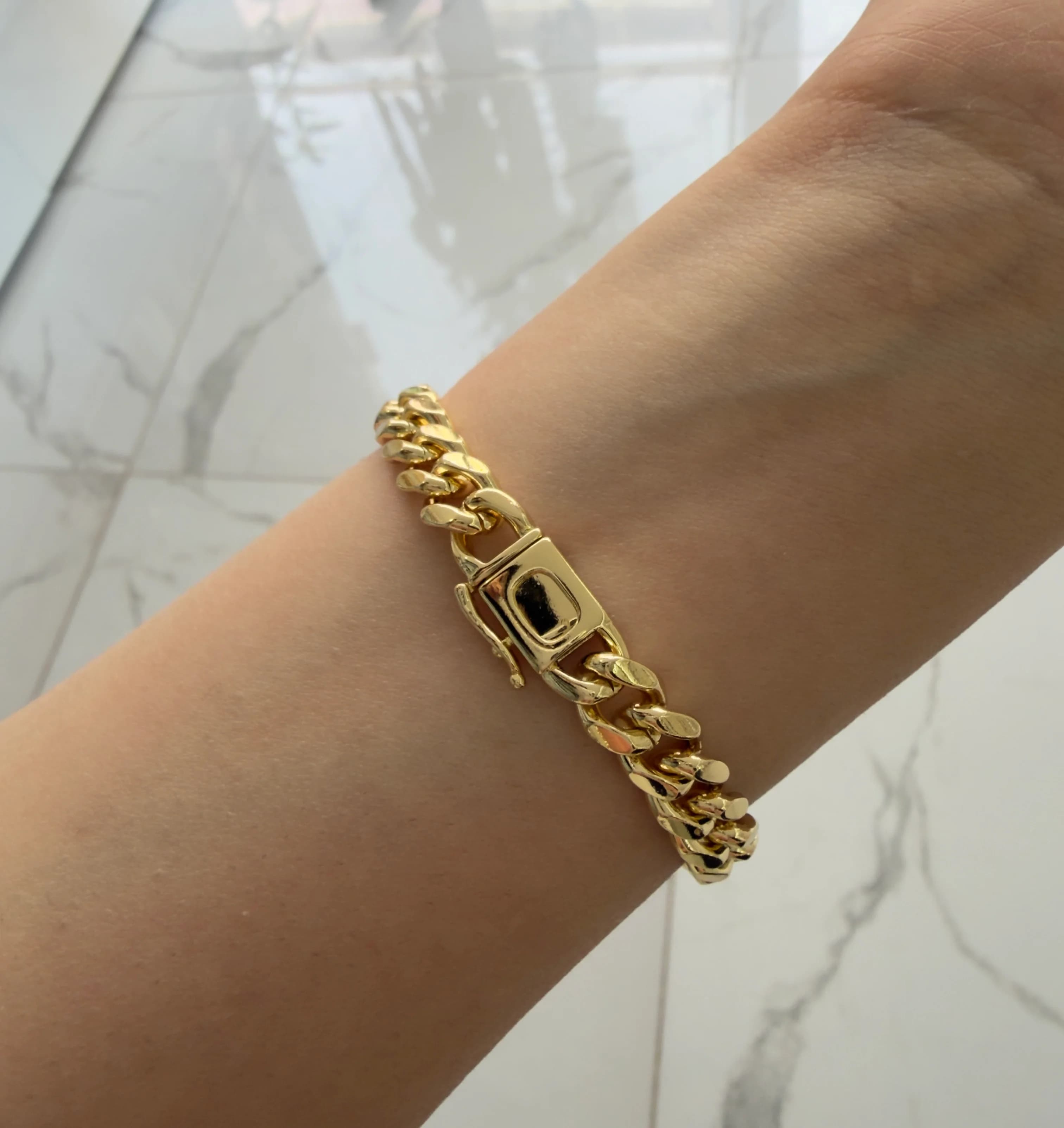 14K CM Altın Kaplama Kilitli Gurmet Bileklik