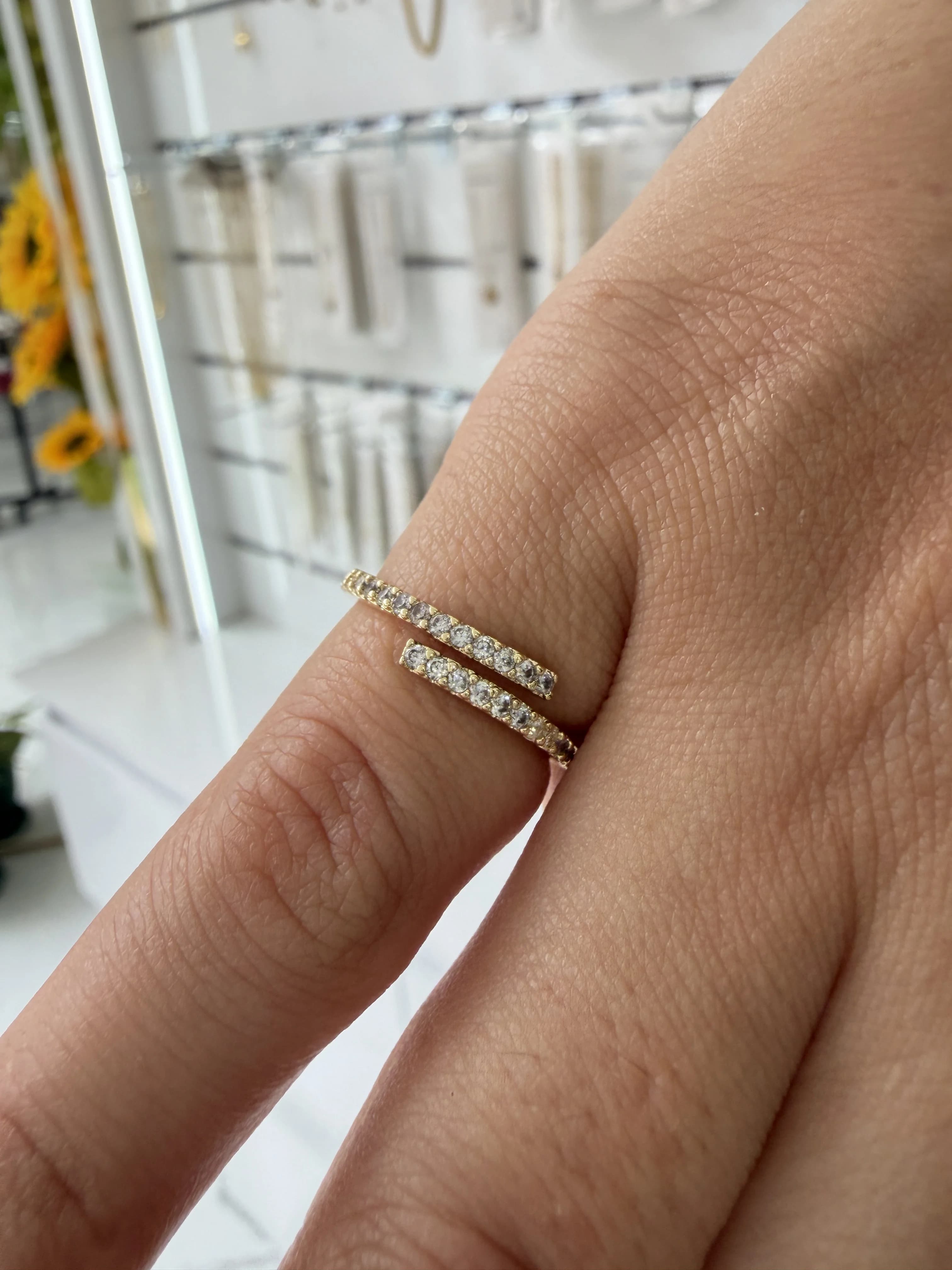 14K CM Altın Kaplama çift taş Yüzük