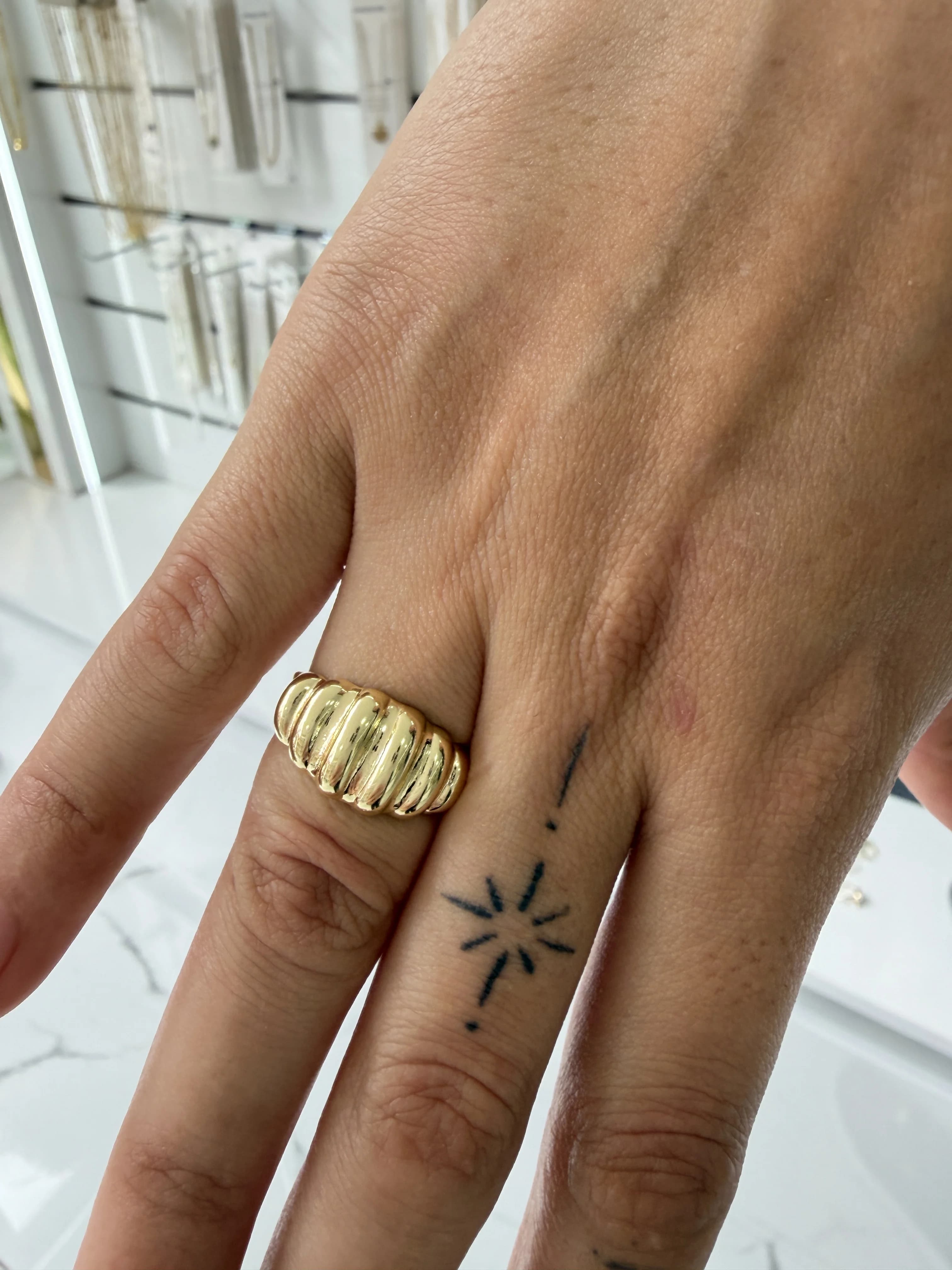 14K CM Altın Kaplama Bohem Yüzük