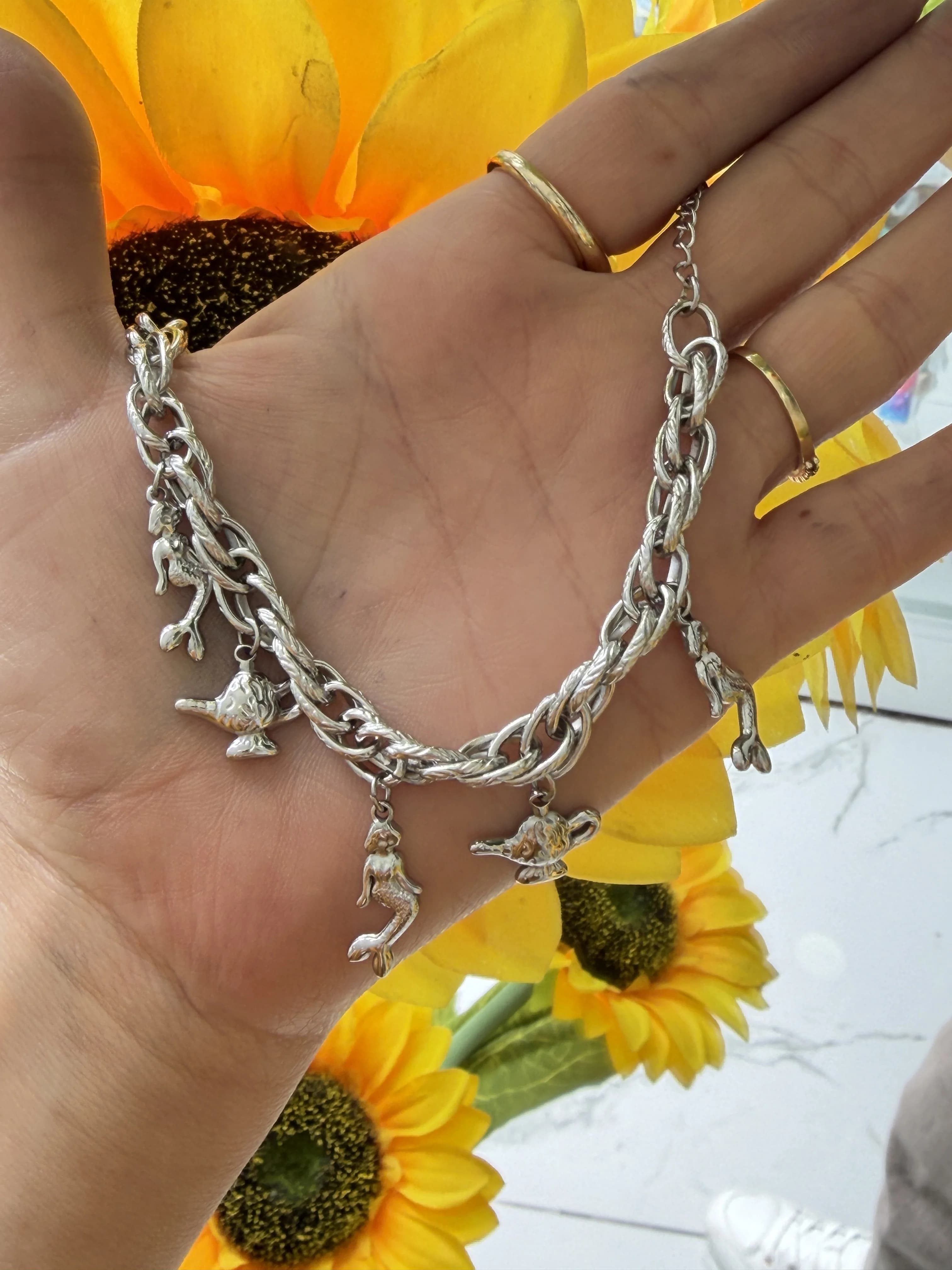 Çelik THY Şans Charm Bileklik Gümüş Renk