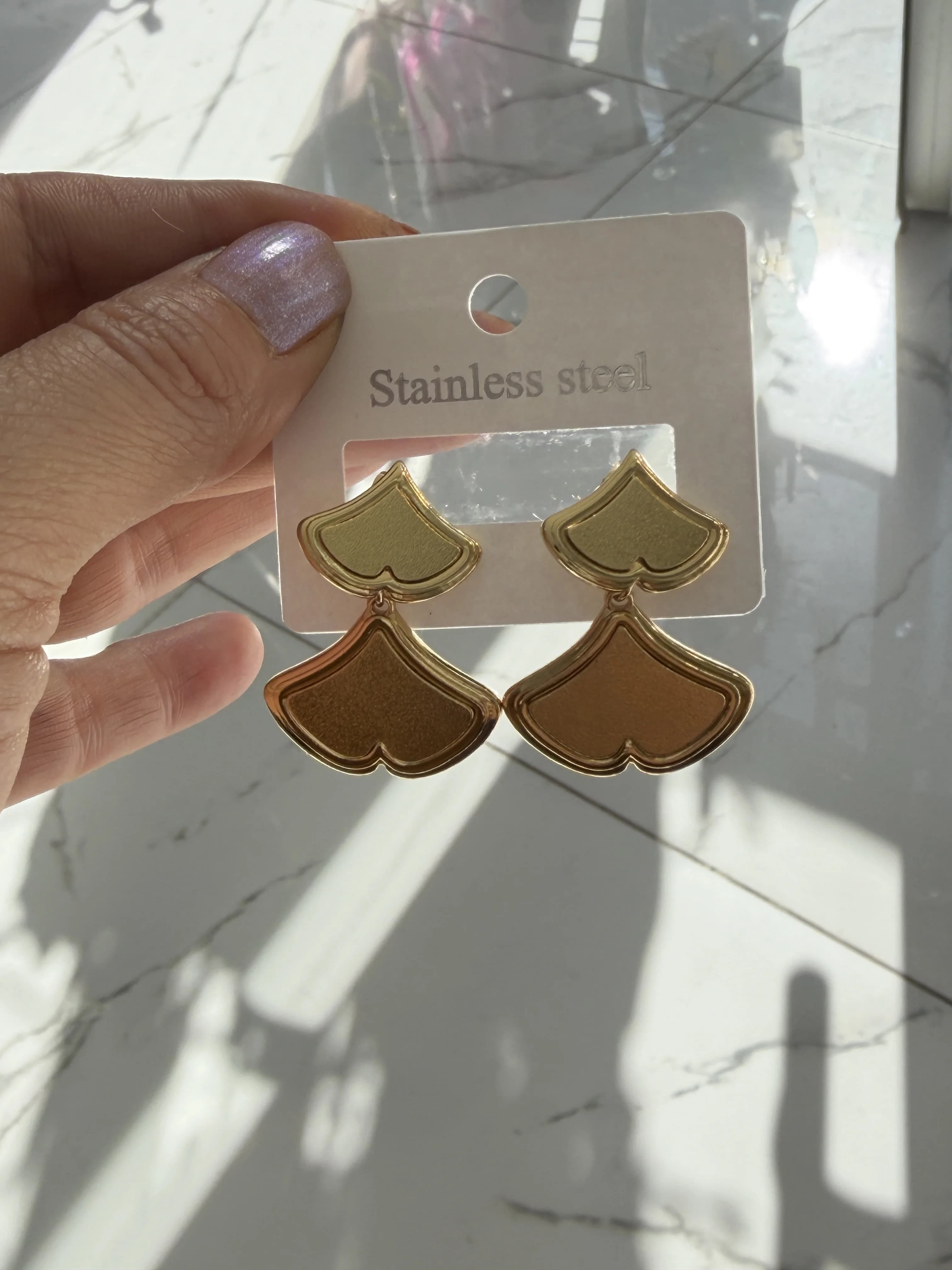 Çelik Gold Yaprak Küpe