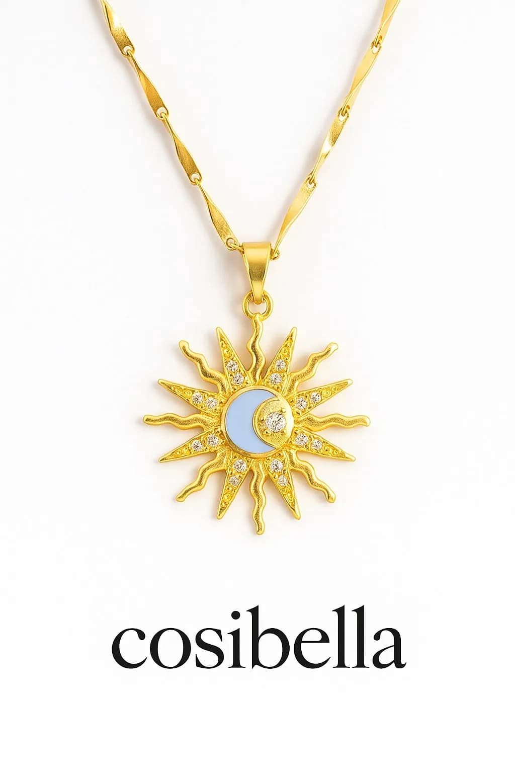 Altın Kaplama Ay Güneş Kolye