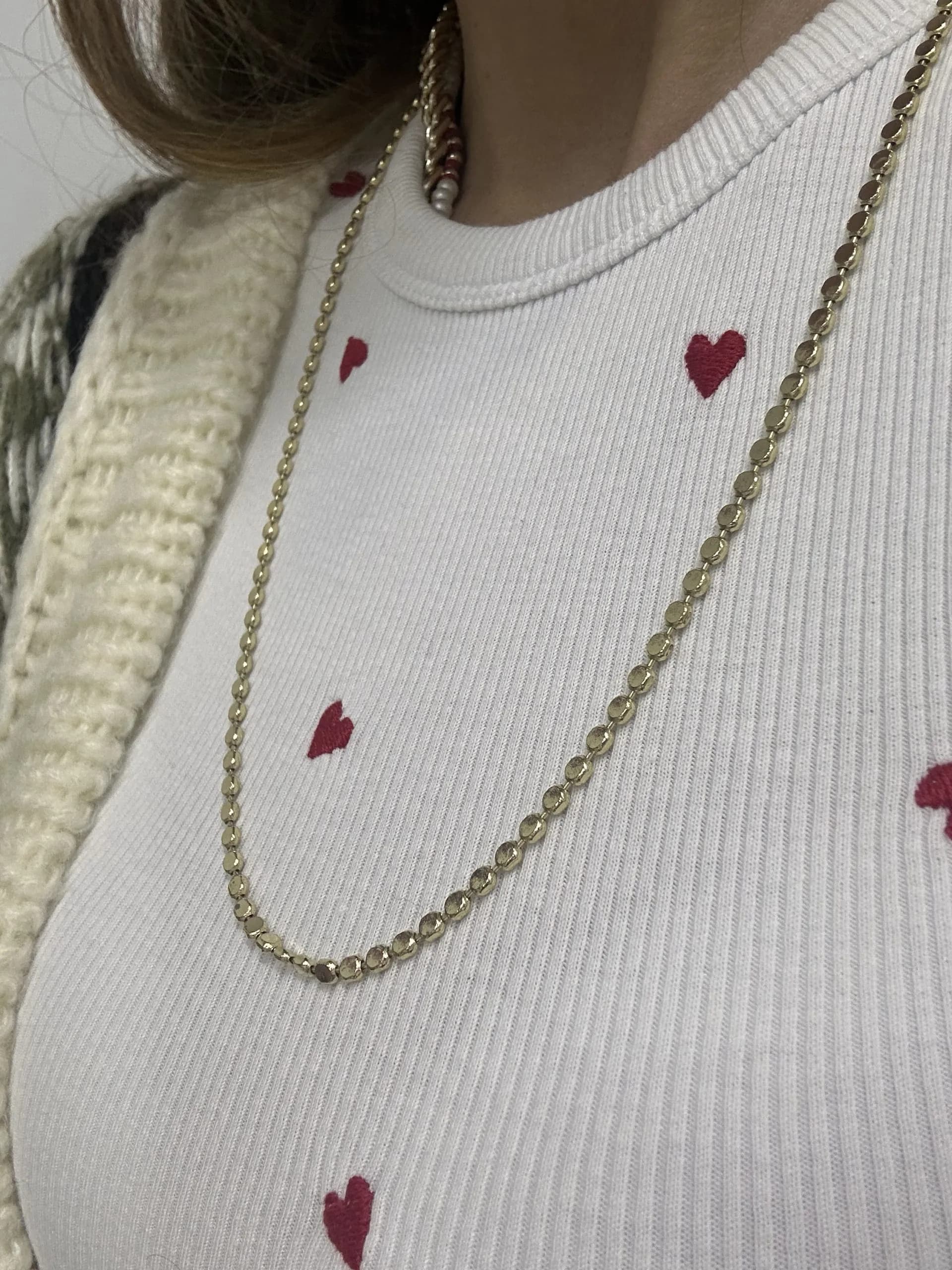 Altın Kaplama Pul Ezme Zincir 60 cm