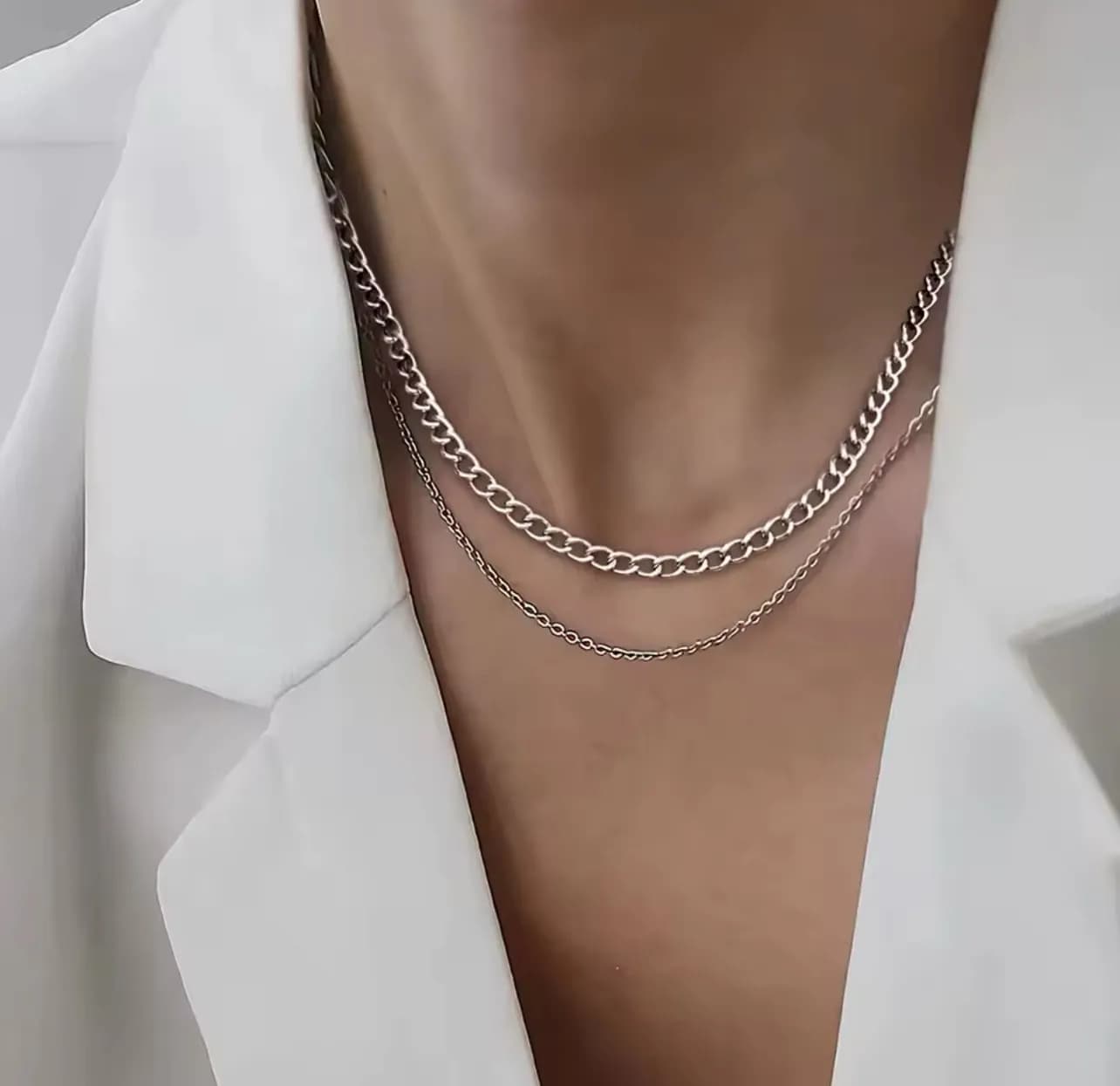 Çelik 2 li Zincir Kolye