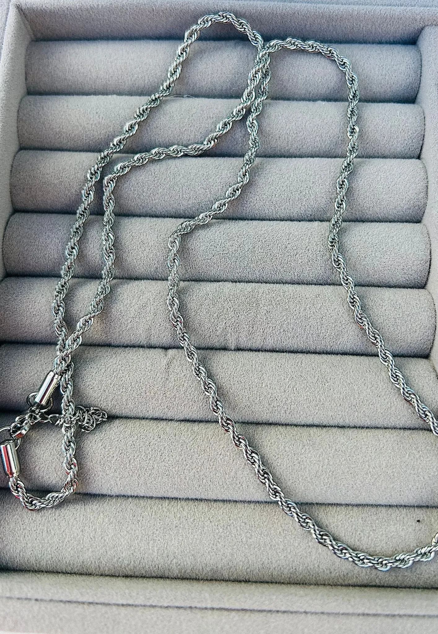 Çelik 60 cm Gümüş Renk Burgu Kolye