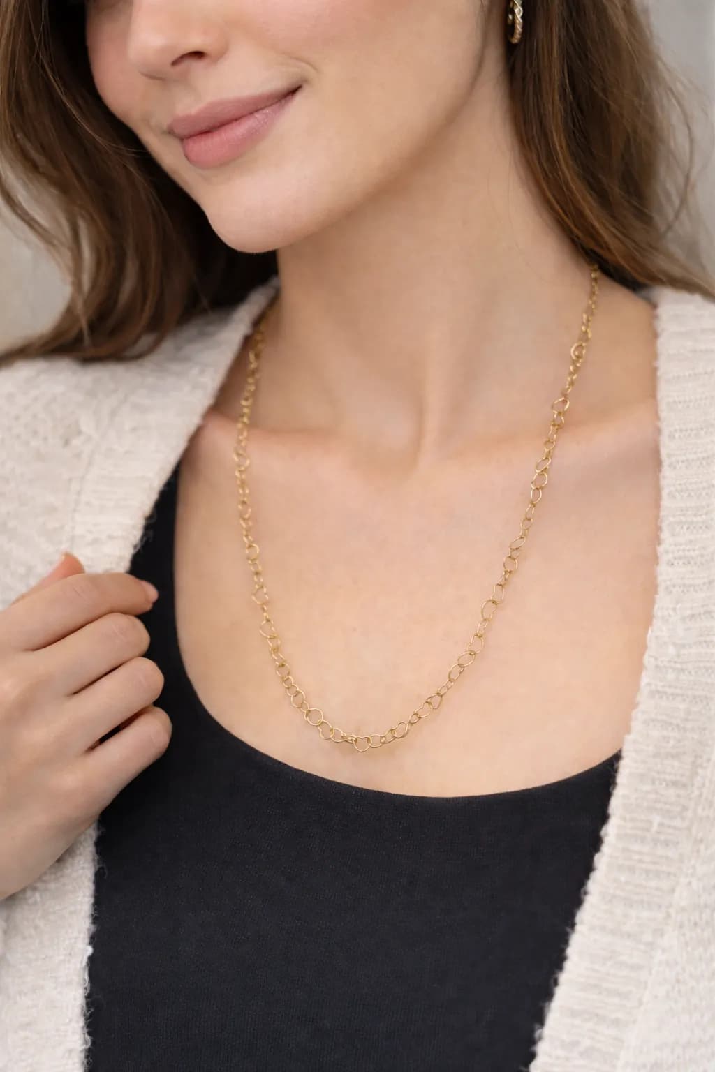 Çelik 60 cm Uzun Kalp Kolye