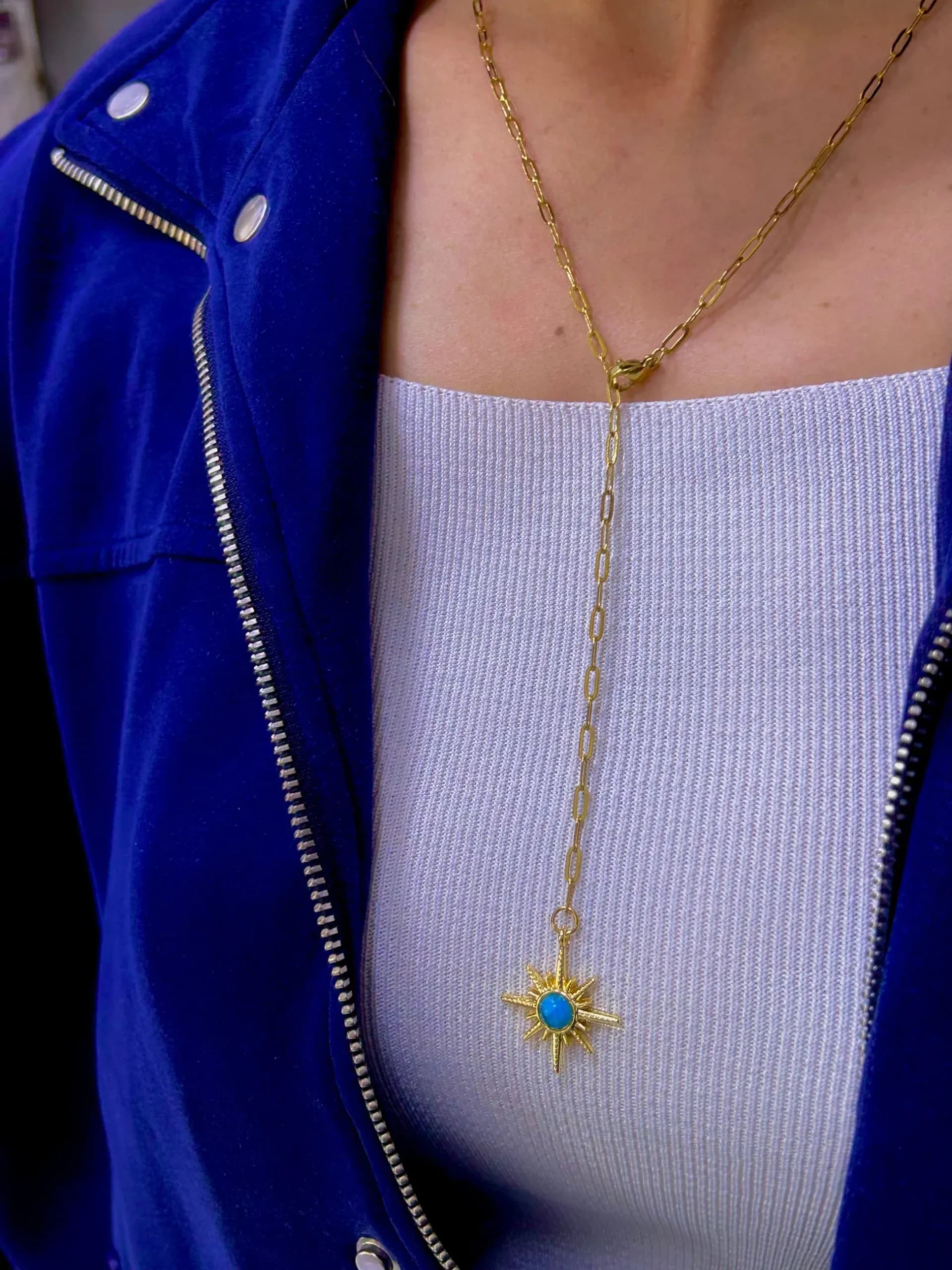 Çelik Gold Kutup Yıldızı Y Kolye