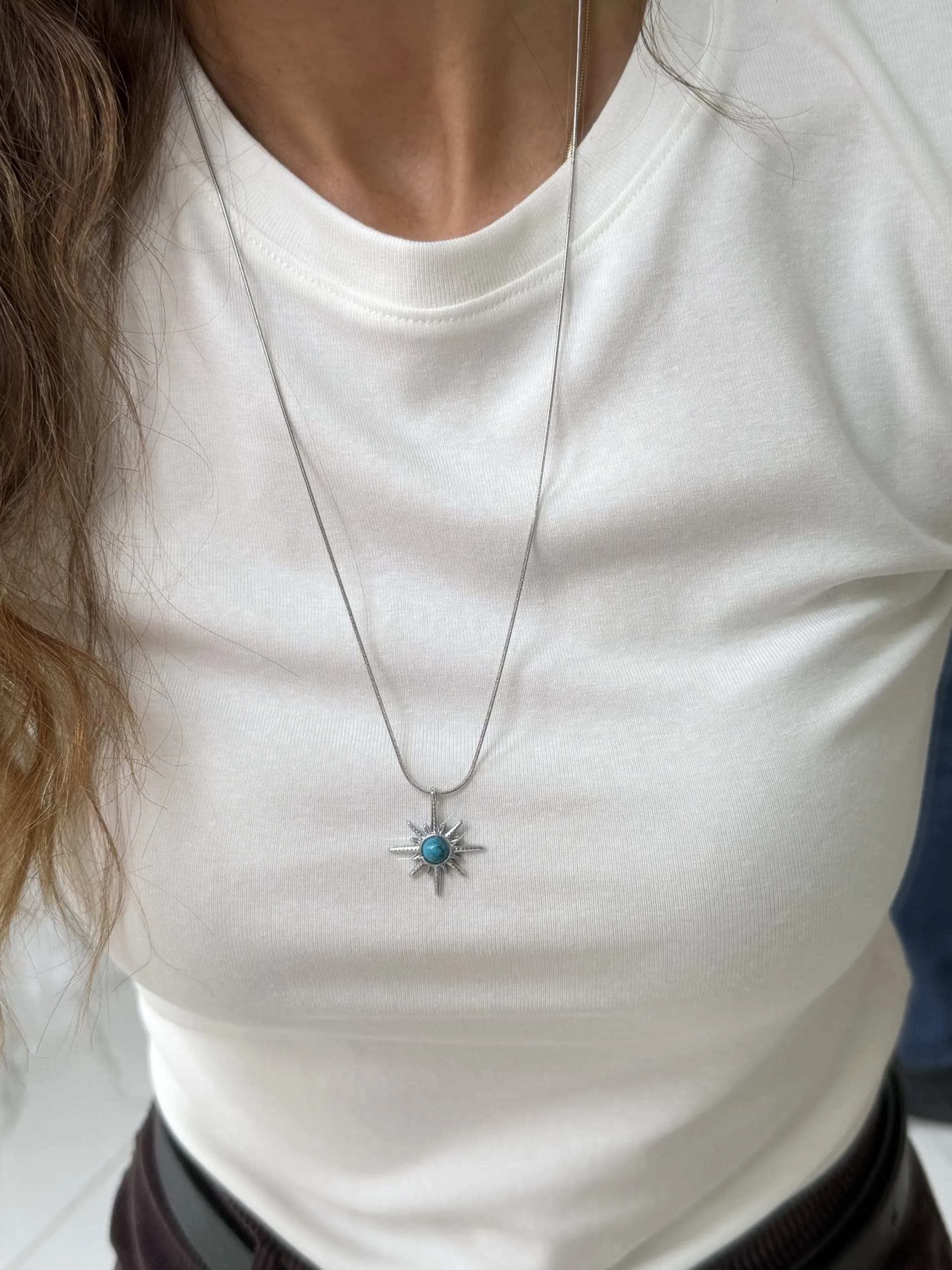 Çelik Gümüş Renk Uzun 60 cm Kutup Kolye