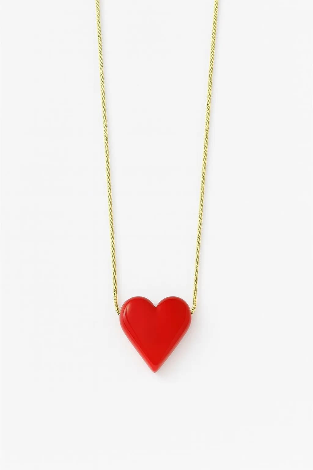 Çelik Kırmızı Kalp Murano Kolye