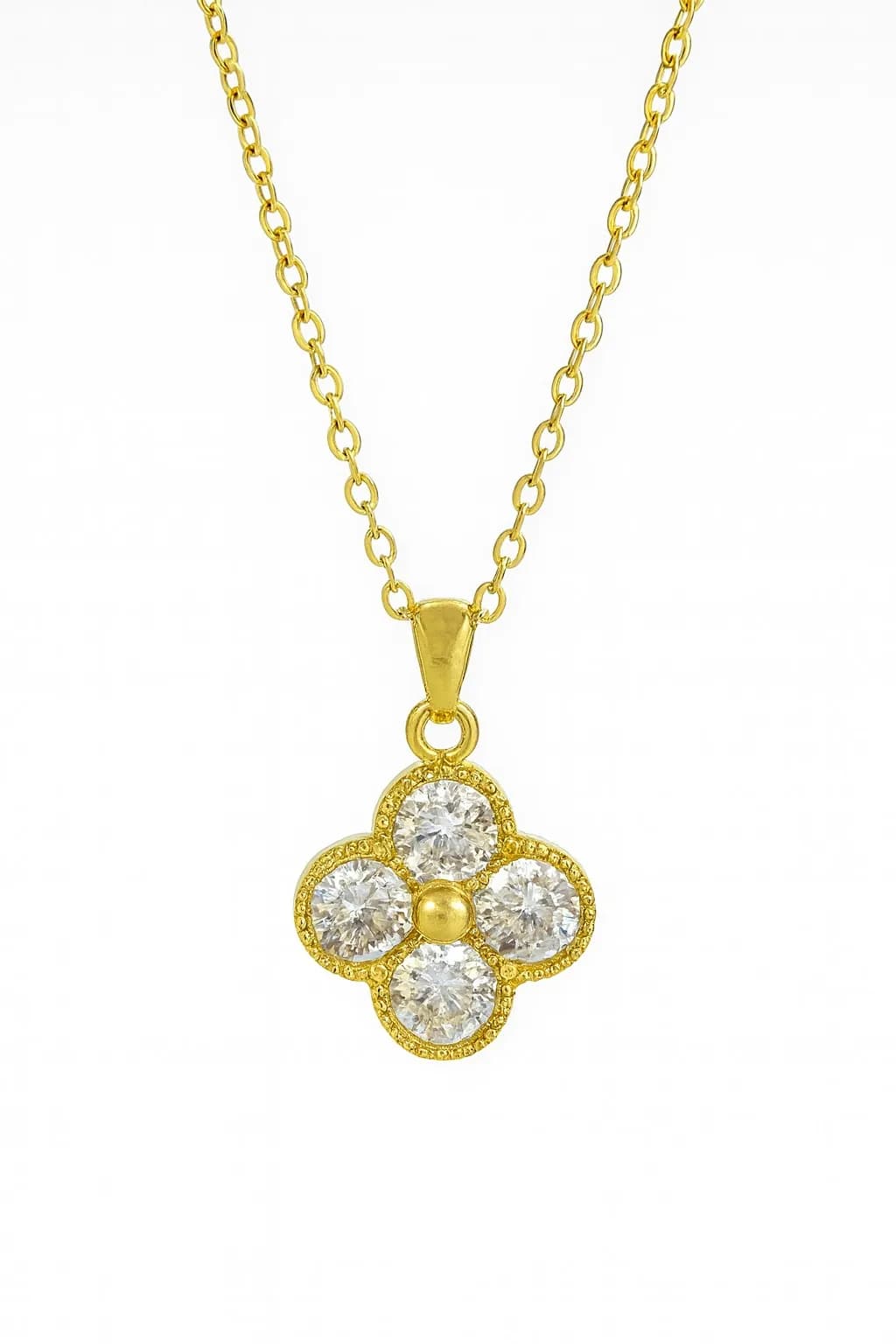 Çelik Taşlı Yonca Kolye