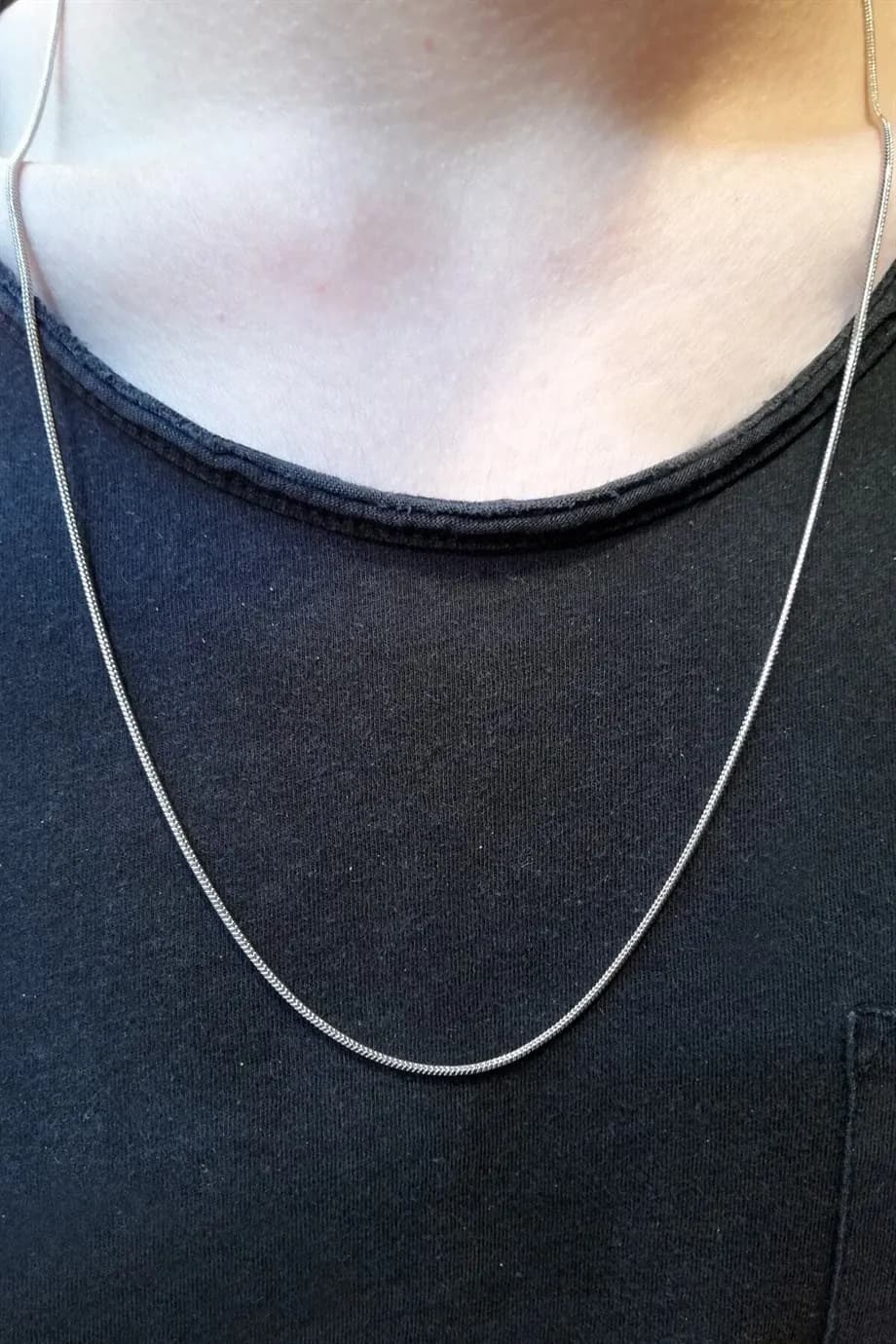 Çelik Unisex Gümüş Renk İnce Yılan Model Zincir Kolye 60 cm