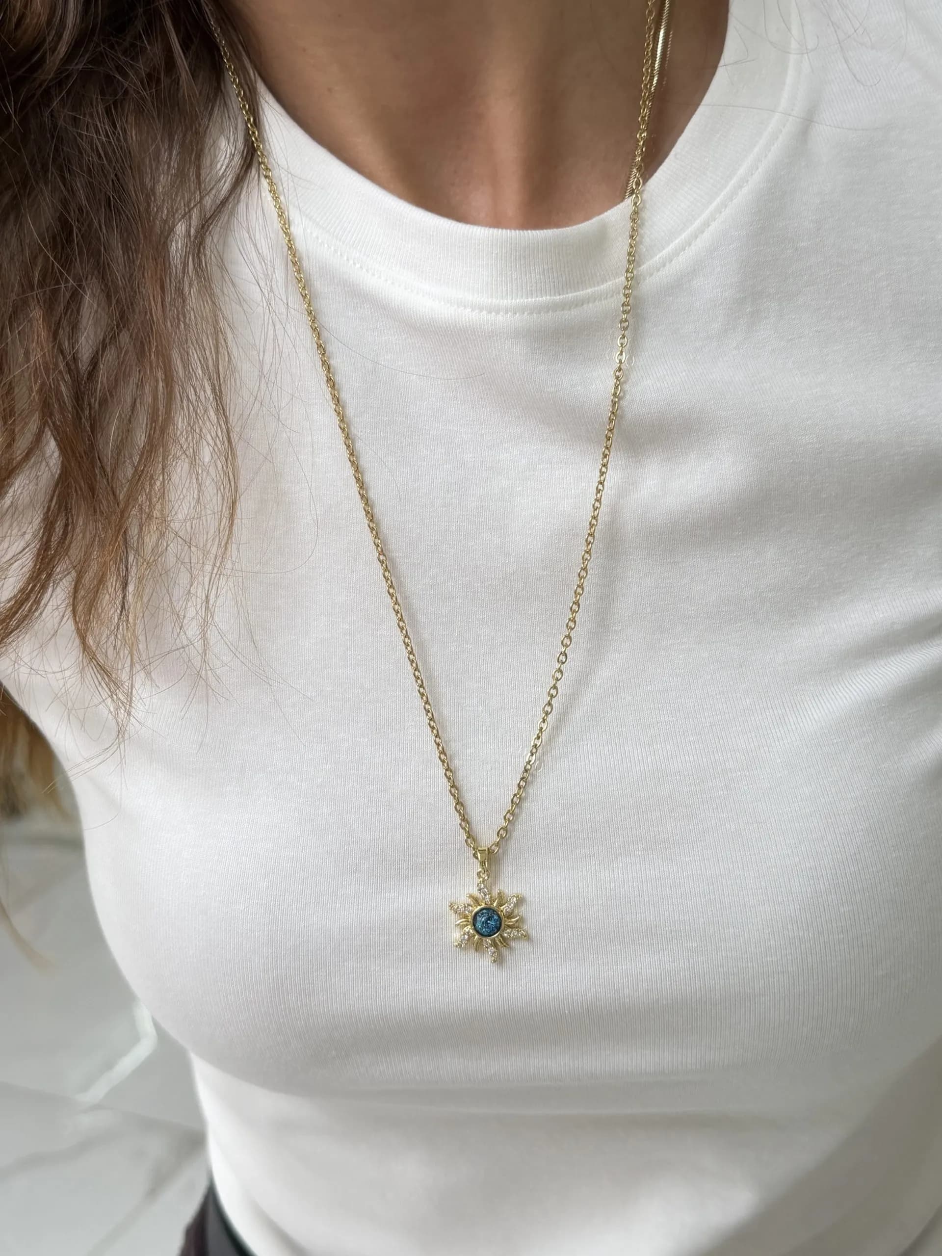 Çelik Uzun 60 cm Firuze Kolye