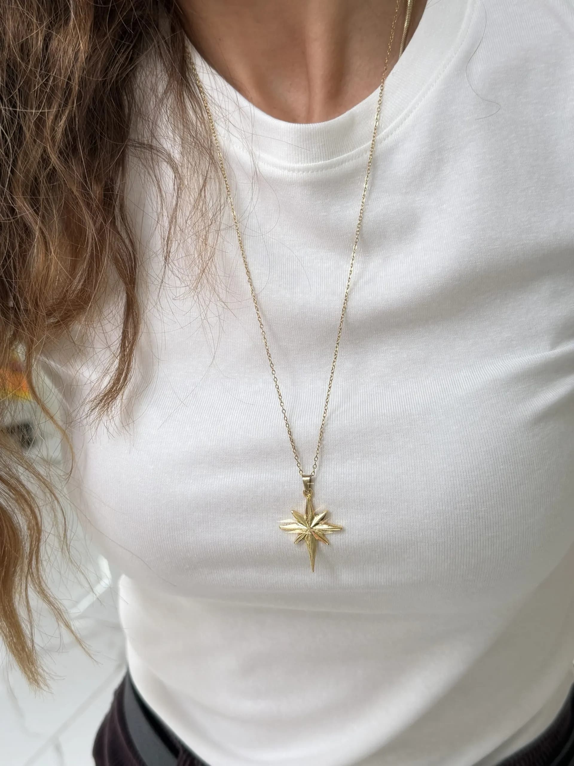 Çelik Uzun 60 cm Kutup Yıldızı Kolye