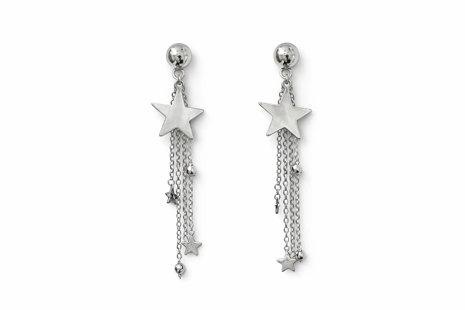 Gümüş Renk Sallanan Yıldız Küpe