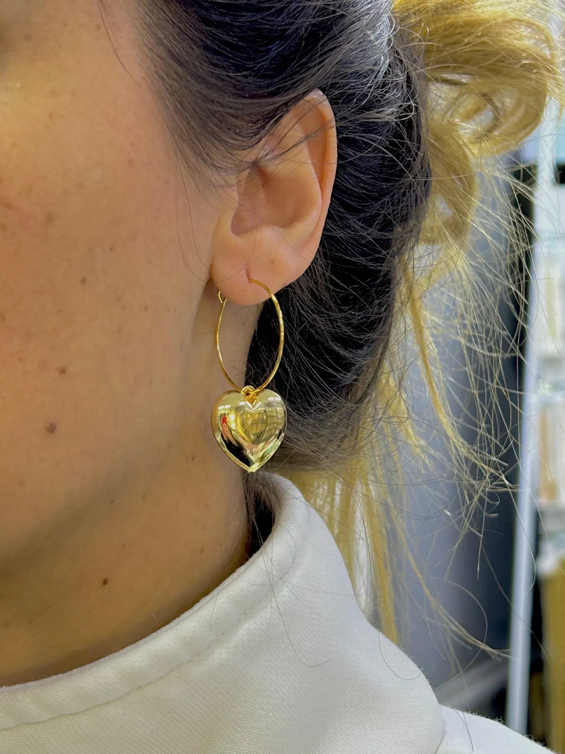 Halka Çift Kalp Küpe