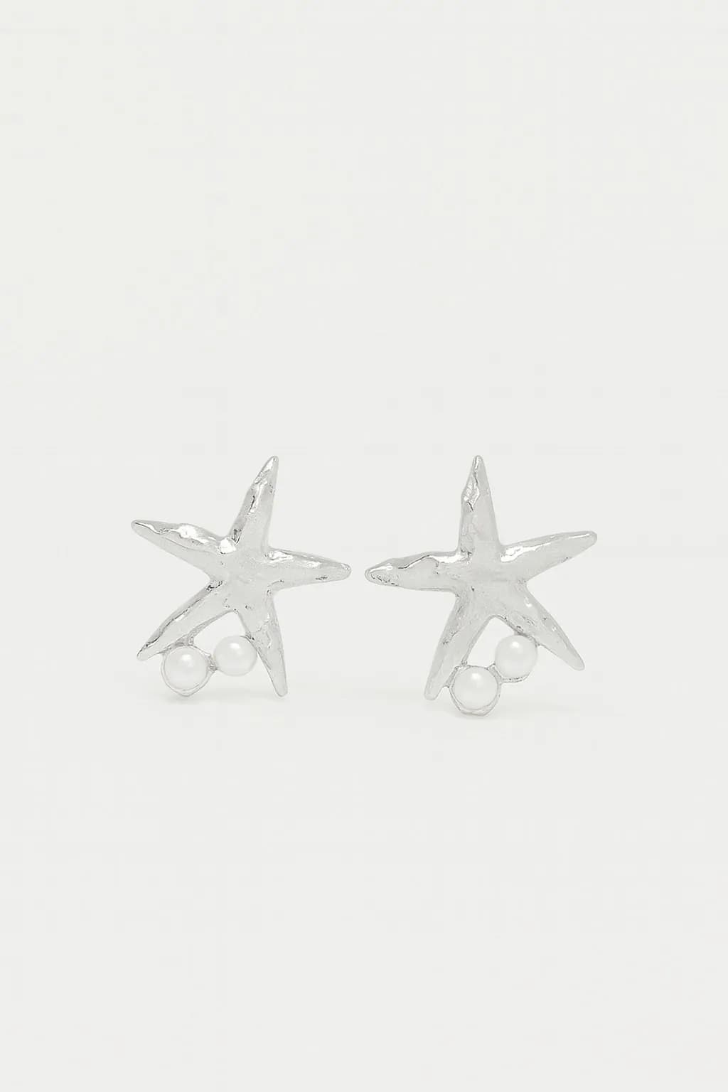 İncili Deniz Yıldızı Küpe Gümüş Renk