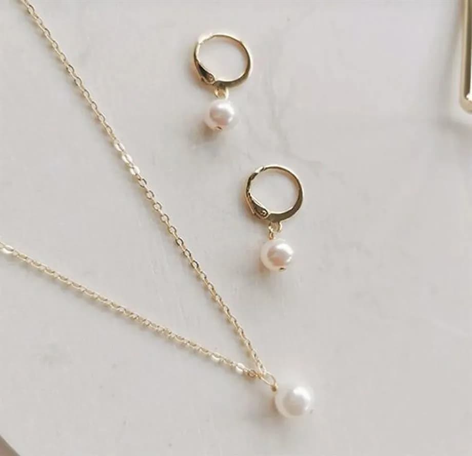 İncili Kolye Küpe Set Takım