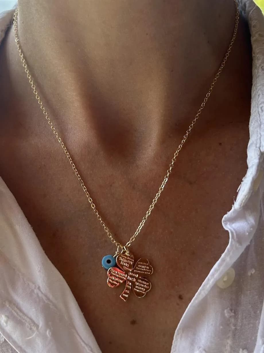 Kadın Şans Yazılı Yonca Kolye