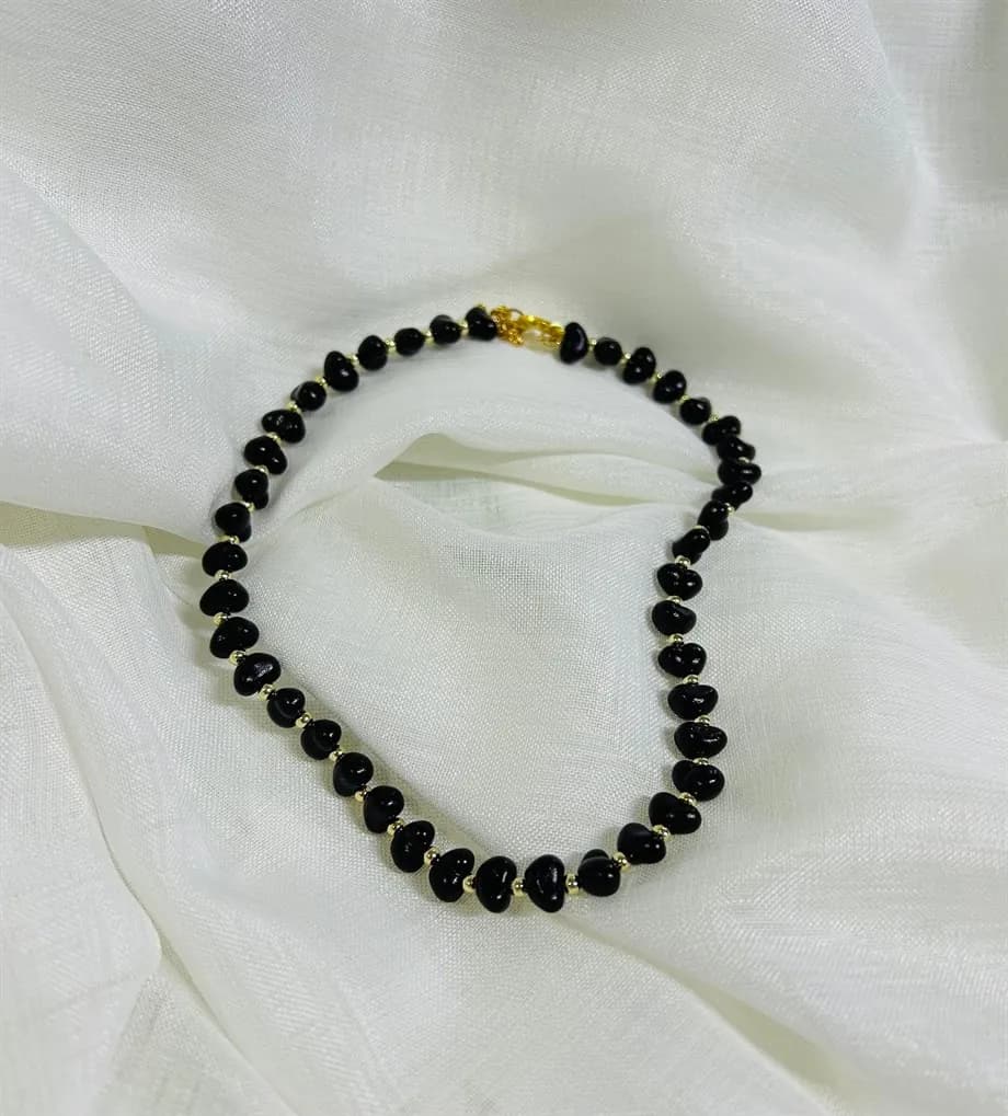 Kadın Siyah Barok Inci Top Detaylı Kolye