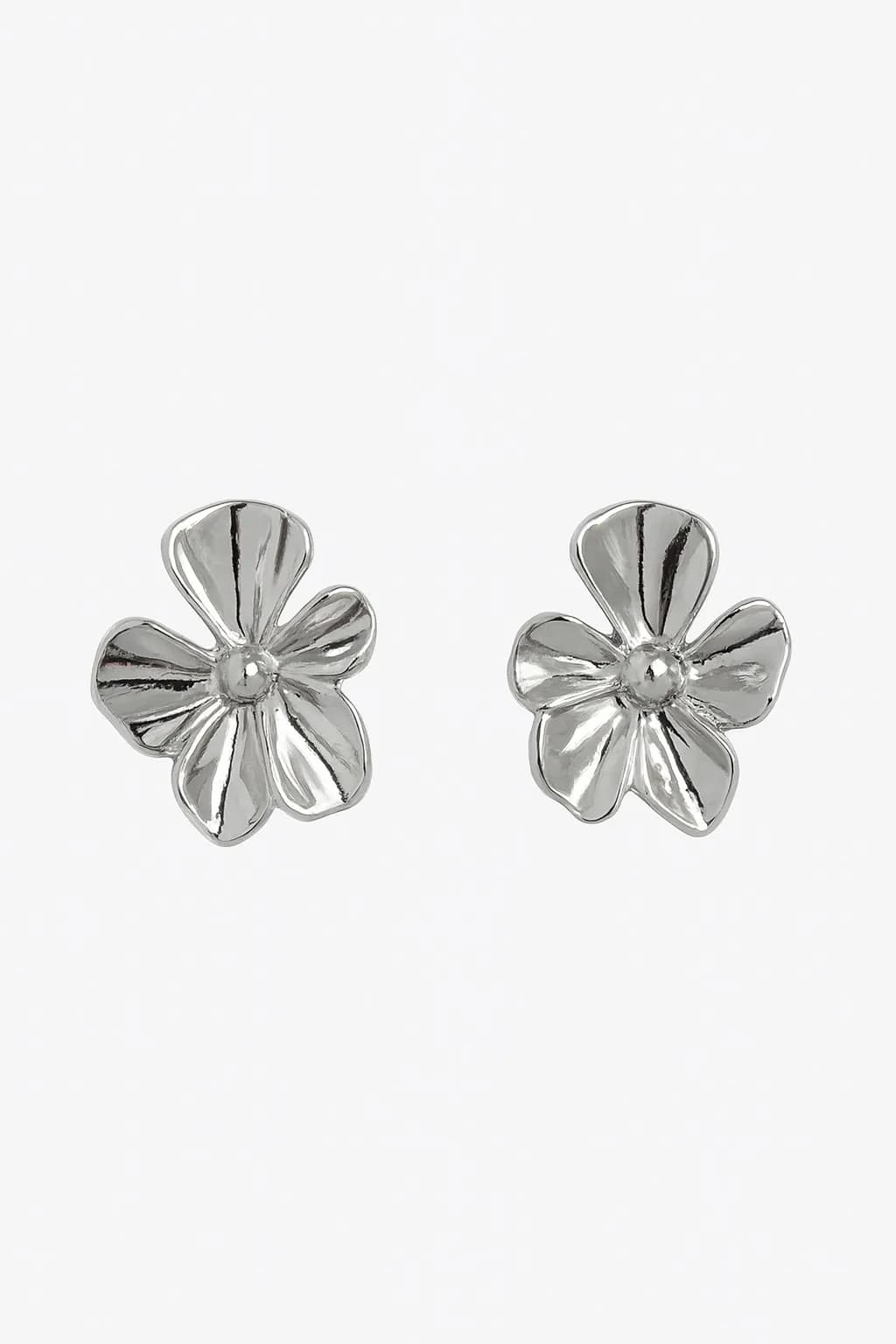 Mini Gümüş Renk Çiçek Küpe