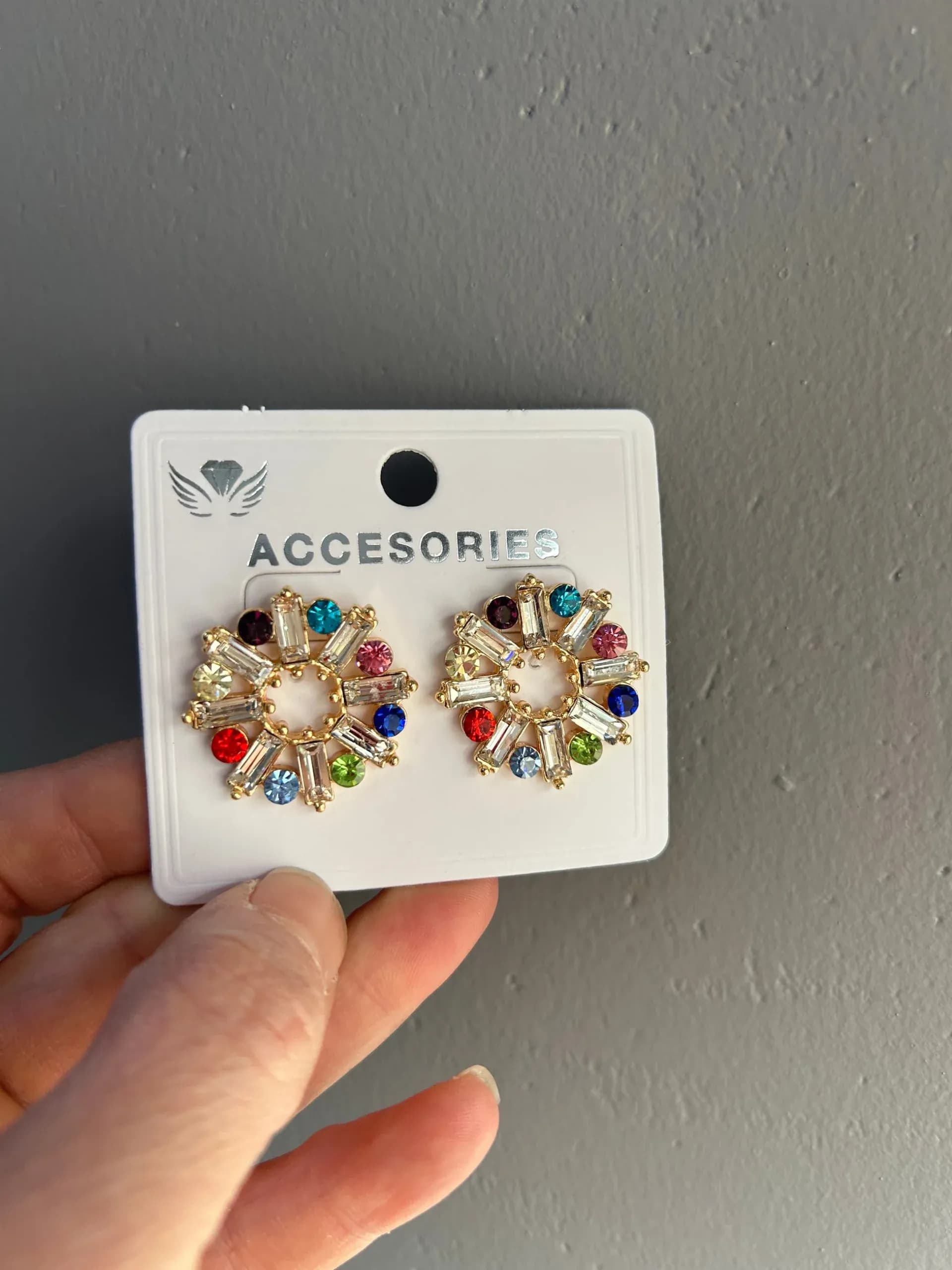 Renkli Zirkon Taşlı Tasarım Küpe