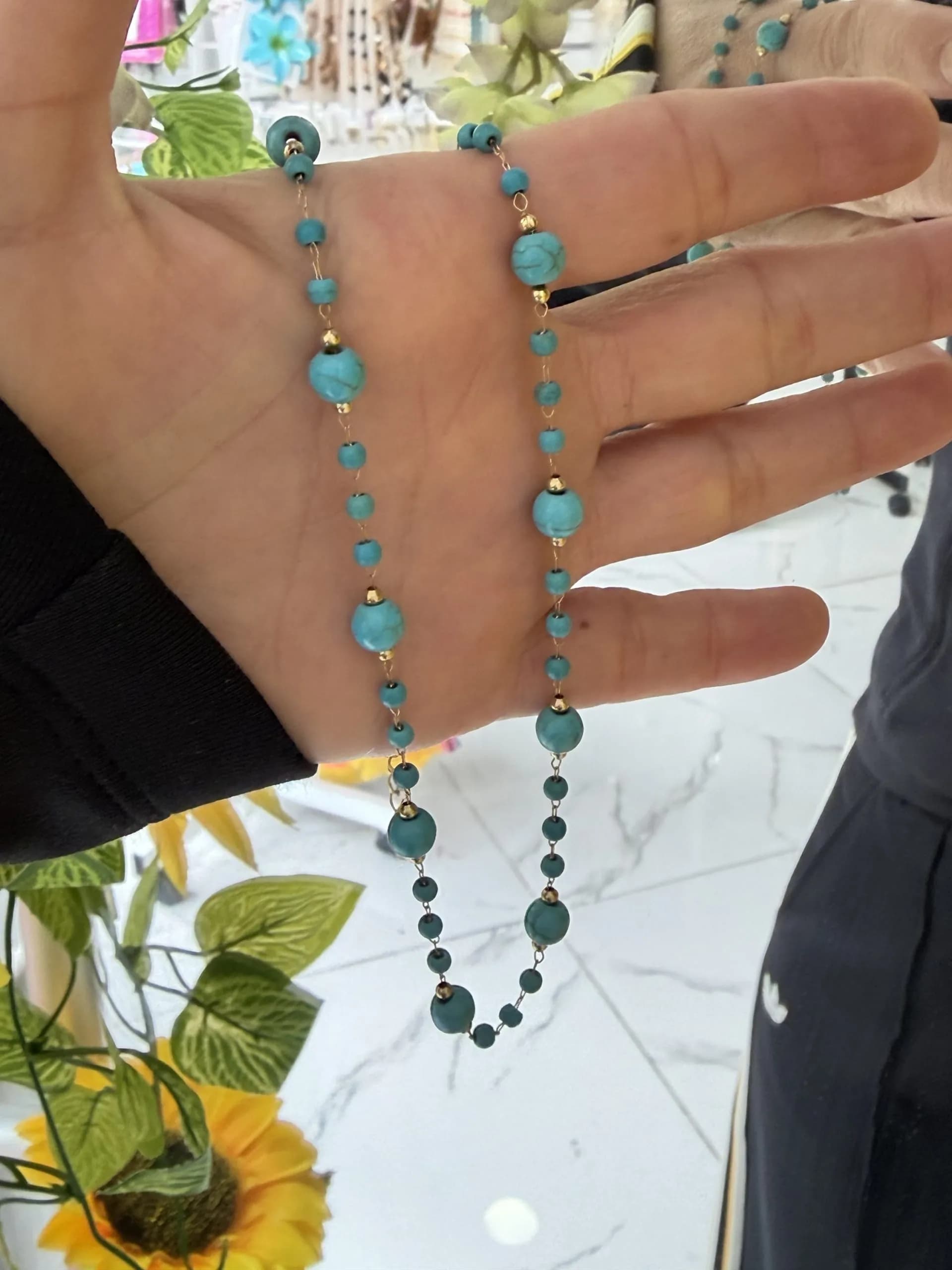 Turkuaz Maviş Toplu Zincir Kolye