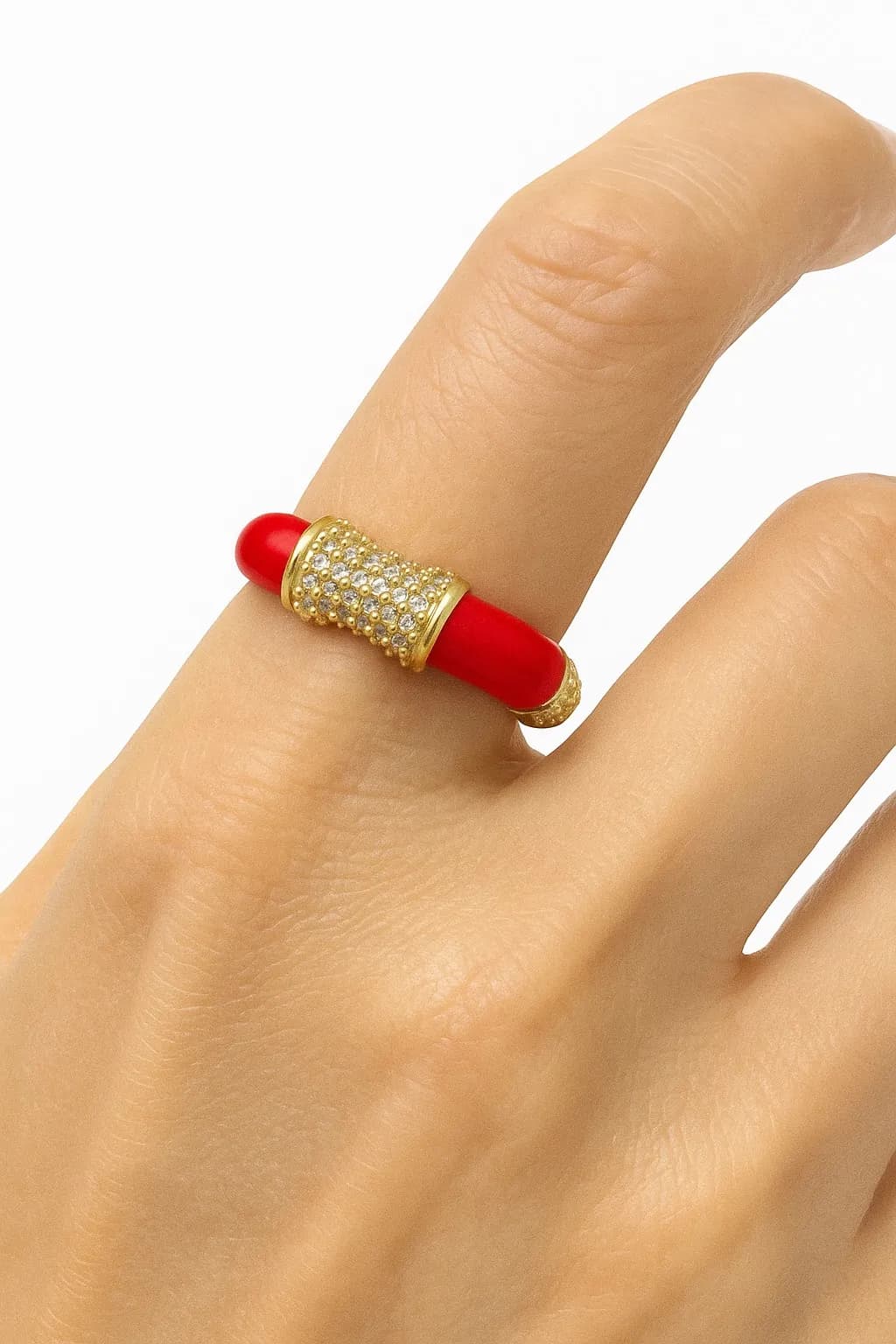 Vip Kırmızı Mineli Taşlı Yüzük