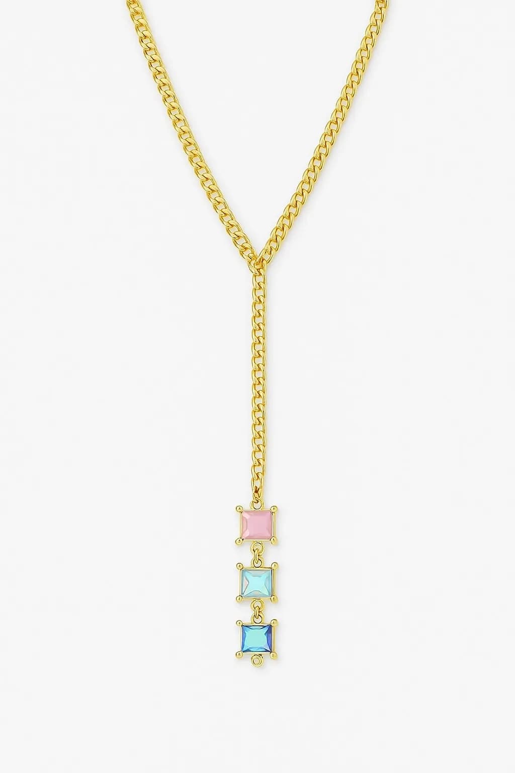 Vip Renkli Baget Gold Y Kolye