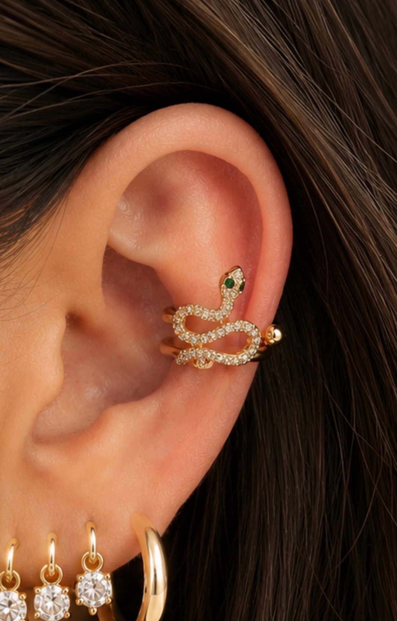 14K Altın Kaplama CM Earcuff Akraba Kıkırdak Küpe