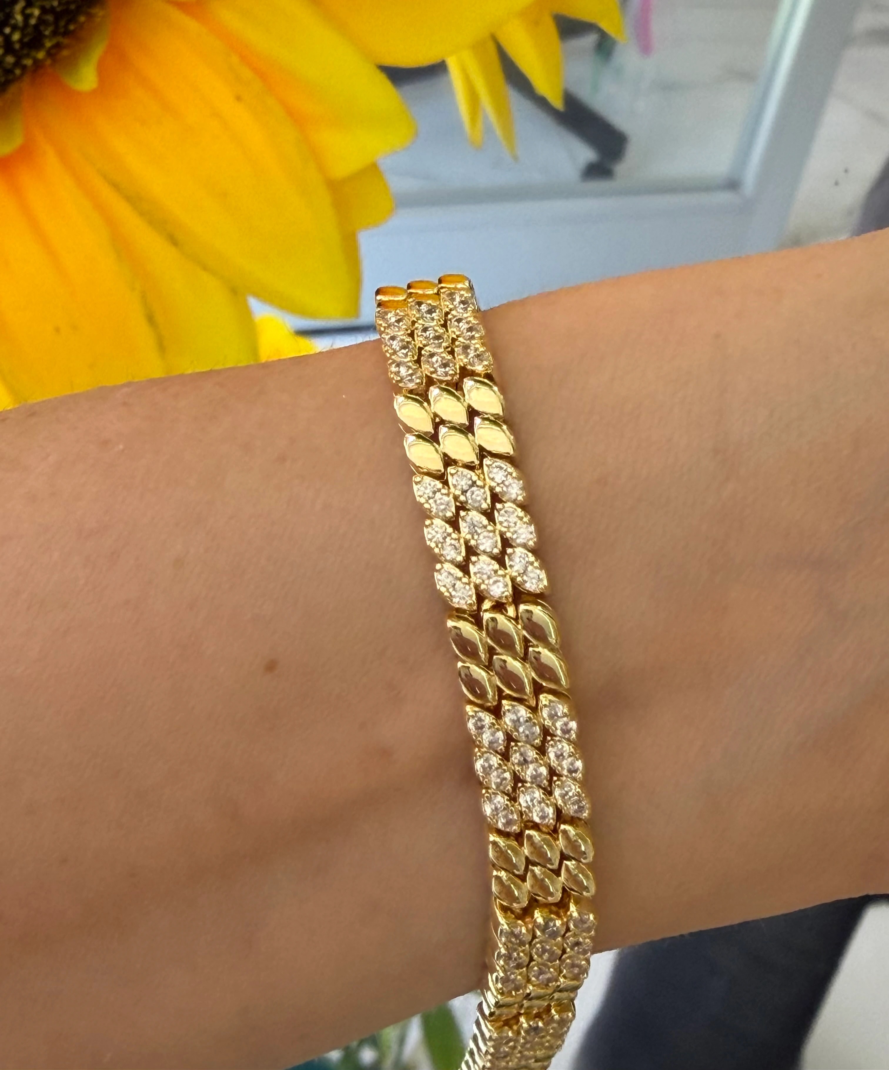14K CM Altın Kaplama 3 Sıra Damla Bileklik