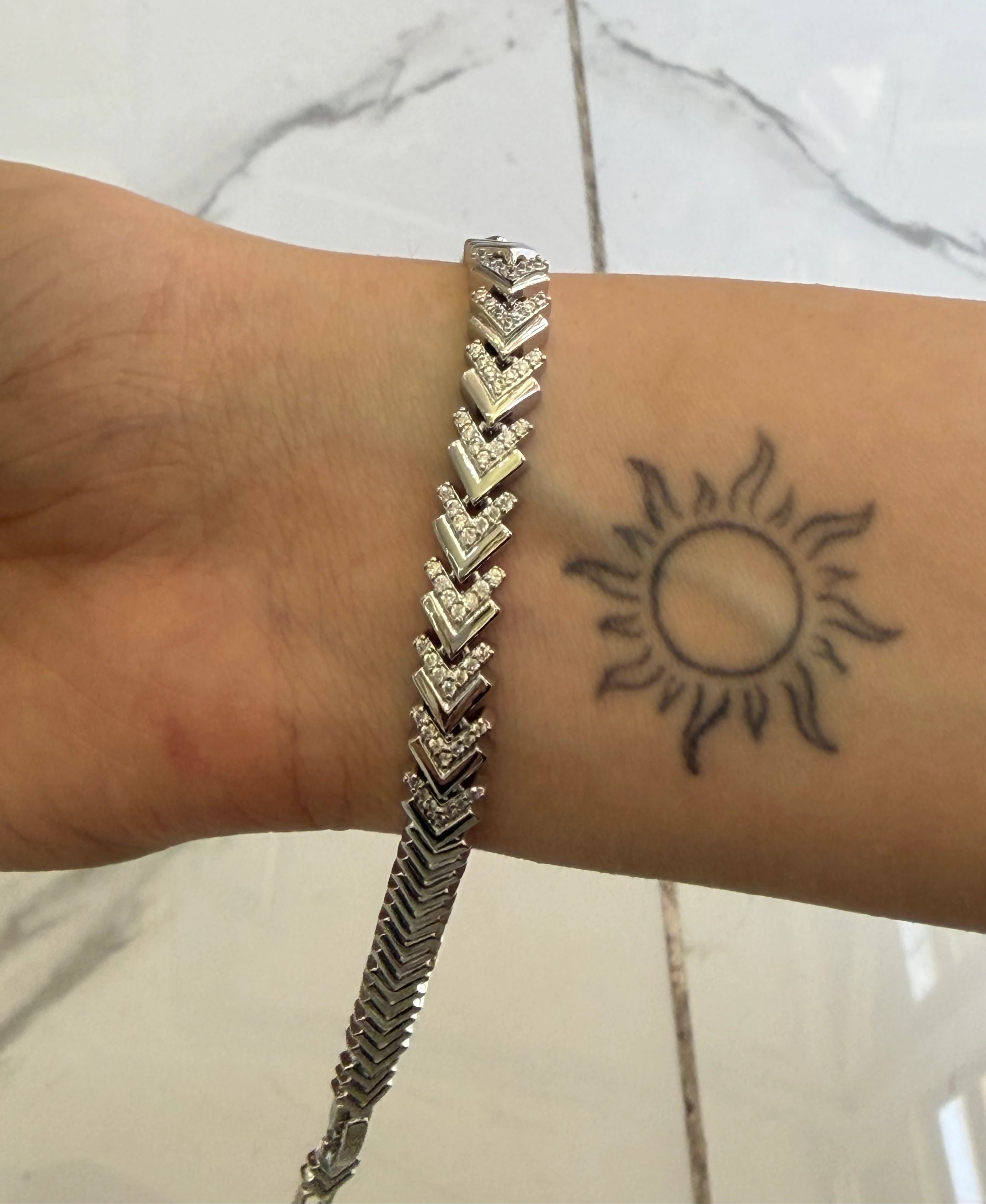 14K CM Gümüş Renk Yarm Balıksırtı Bileklik